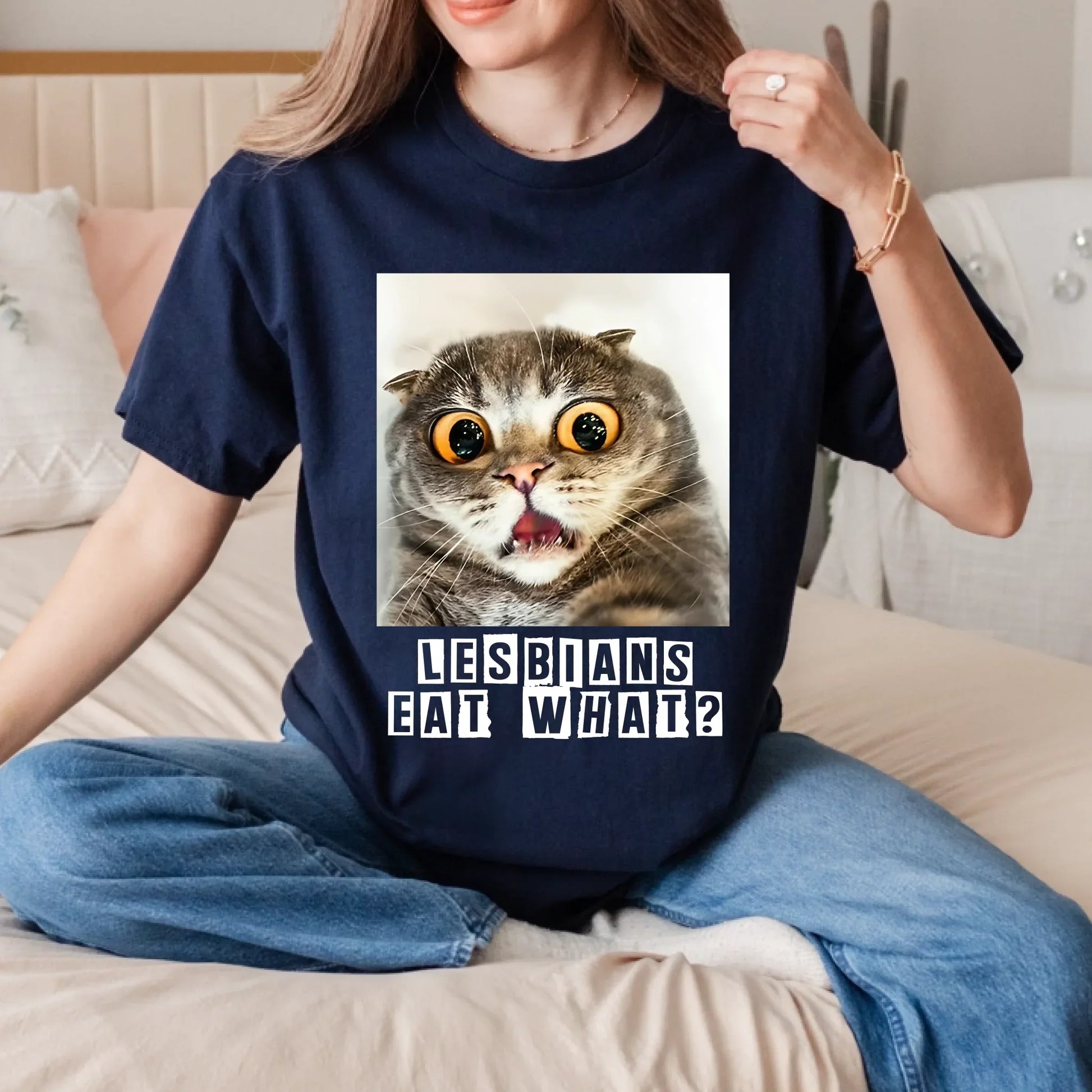 Funny Shocked Cat Meme T-Shirt – Excuse Me What?! Graphic Tee – Cute Cat Reaction Shirt for Men & Women Hoodie,... (Image 1)