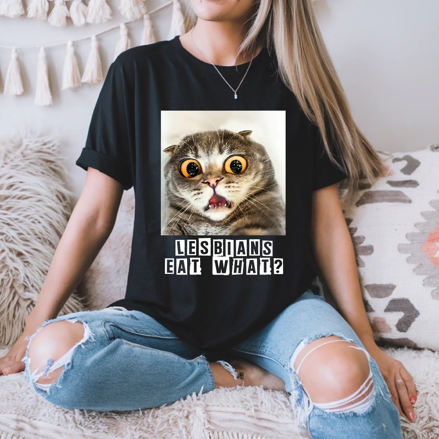 Funny Shocked Cat Meme T-Shirt – Excuse Me What?! Graphic Tee – Cute Cat Reaction Shirt for Men & Women Hoodie,... (Image 3)