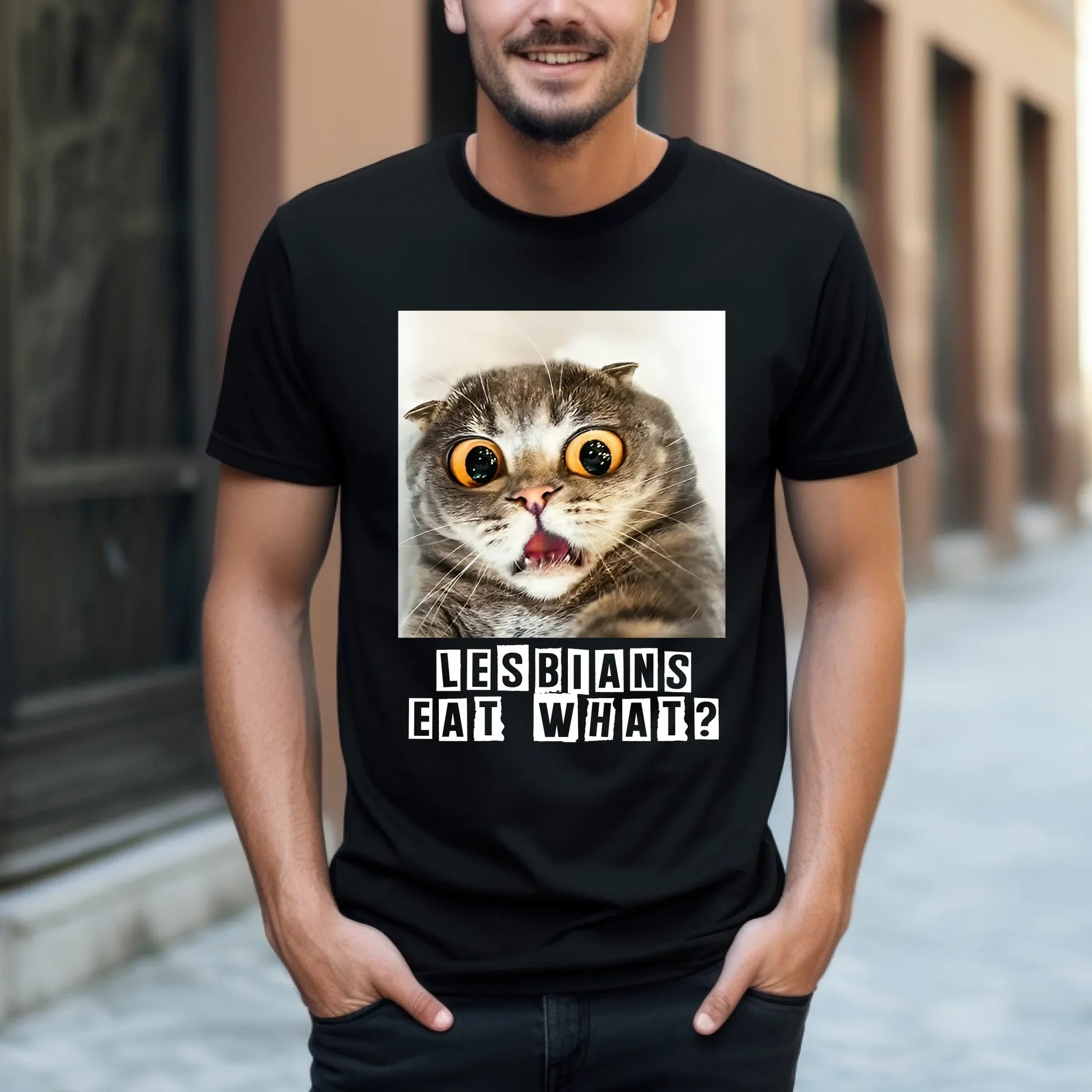 Funny Shocked Cat Meme T-Shirt – Excuse Me What?! Graphic Tee – Cute Cat Reaction Shirt for Men & Women Hoodie,... (Image 4)
