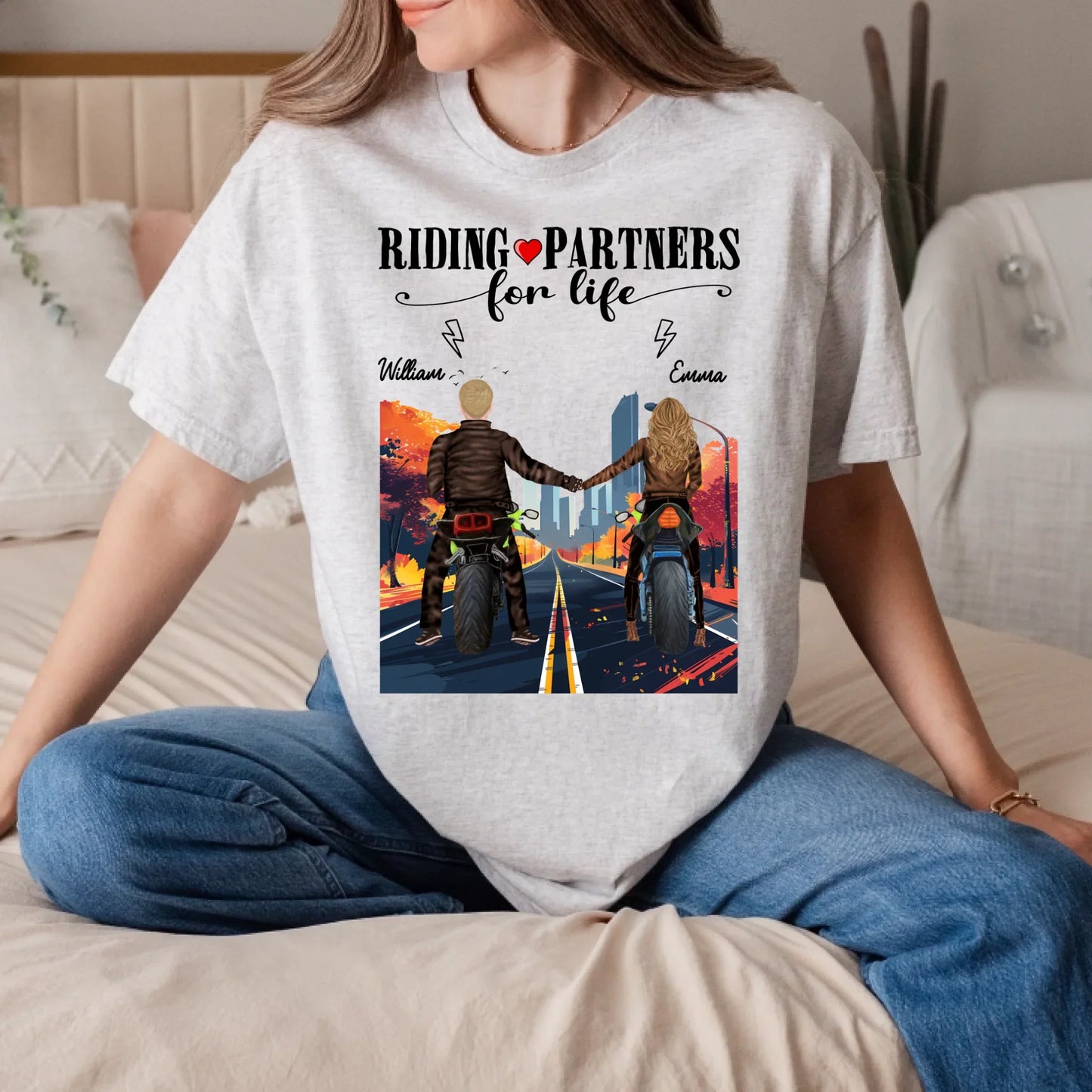 Personalized Riding Partners For Life T-Shirt – Custom Names & Characters – Motorcycle Couple Shirt Hoodie,... (Image 3)
