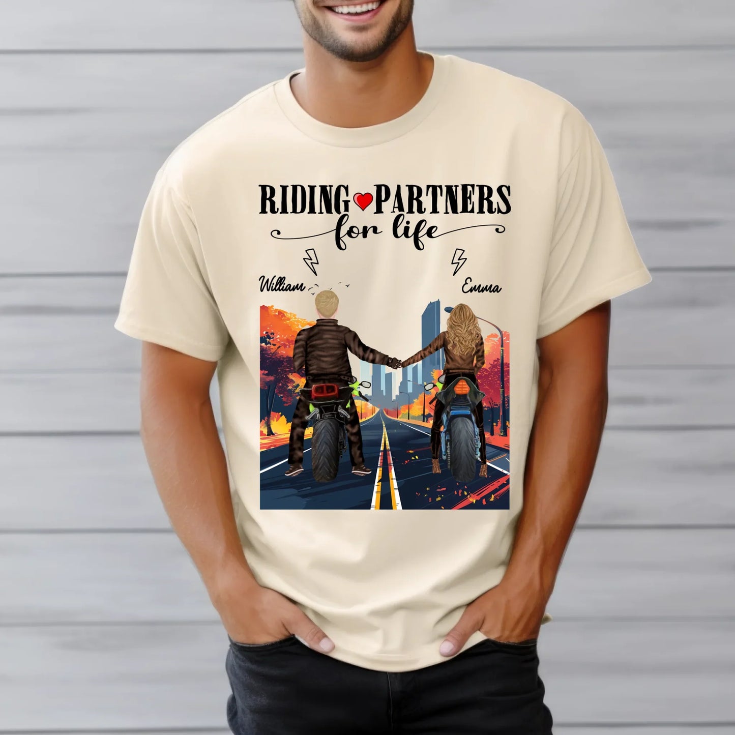 Personalized Riding Partners For Life T-Shirt – Custom Names & Characters – Motorcycle Couple Shirt Hoodie,... (Image 5)
