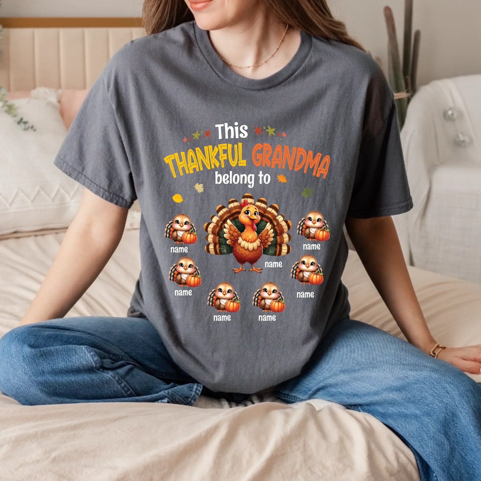 Personalized "This Thankful Grandma/Grandpa/Mom/Dad Belongs To" Shirt – Custom Grandkids’ Names – Thanksgiving... (Image 5)