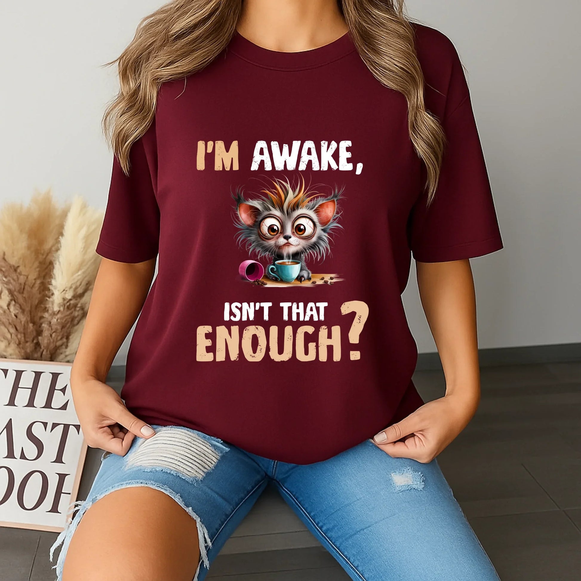 I’m Awake, Isn’t That Enough? – Funny Cat Custom T-Shirt | Personalized Cartoon Cat Tee for Cat Lovers Hoodie,... (Image 3)