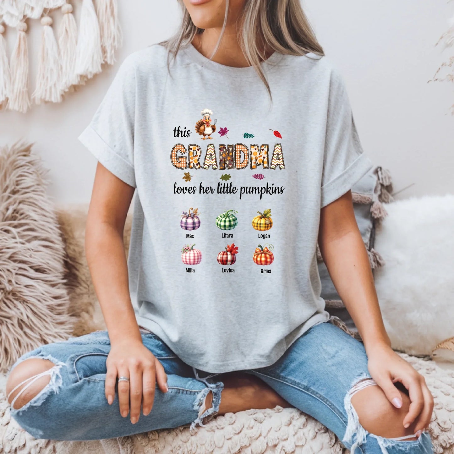 This Mama/Papa/Grandma Loves Her Little Pumpkin Shirt – Personalized Fall Family Pumpkins Tee Hoodie, Sweatshirt (Image 4)