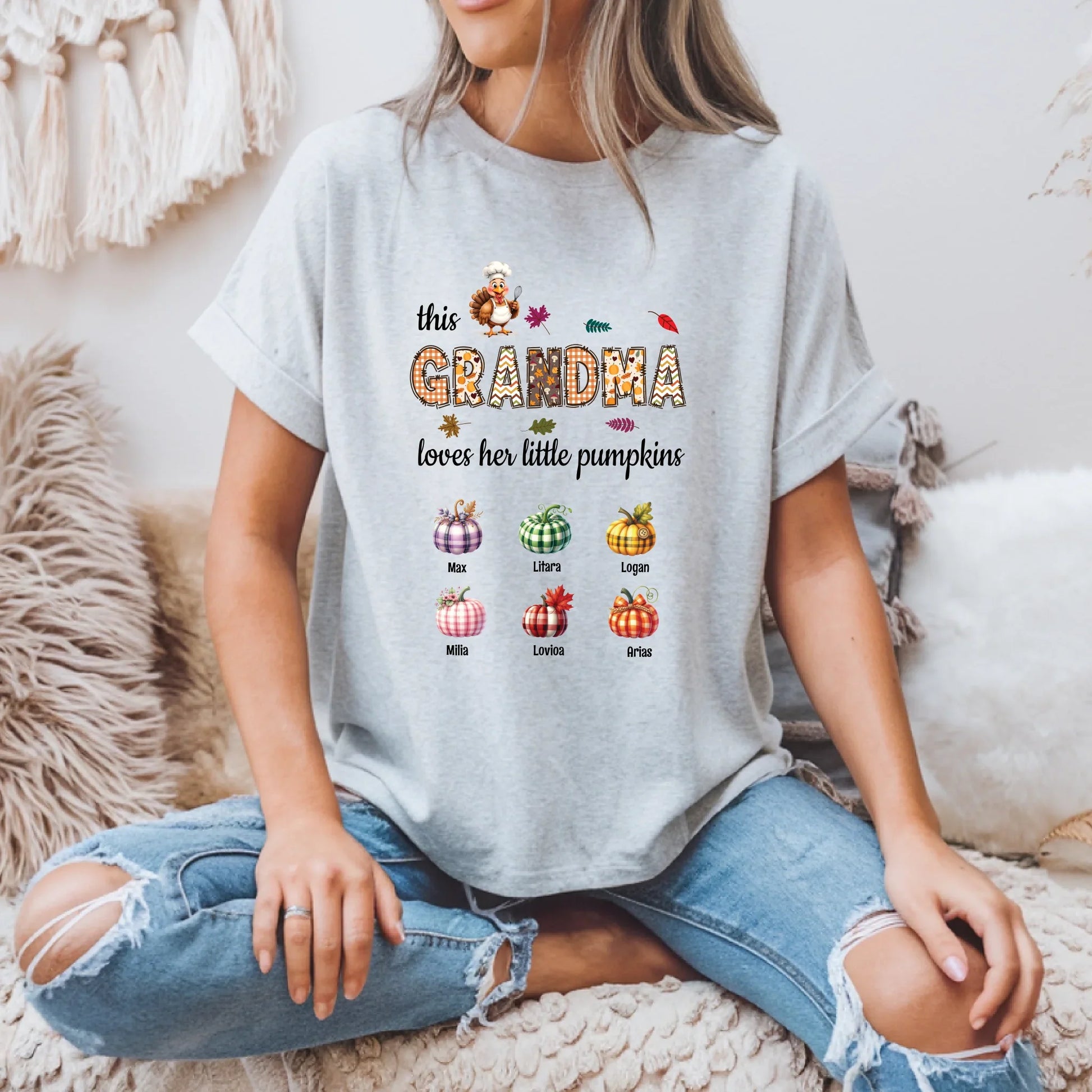 This Mama/Papa/Grandma Loves Her Little Pumpkin Shirt – Personalized Fall Family Pumpkins Tee Hoodie, Sweatshirt (Image 4)