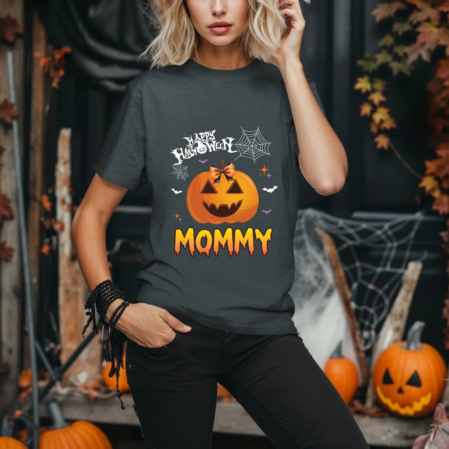 Personalized Halloween Family Shirts – Custom Names for Daddy, Mommy, Brother, Sister | Matching Pumpkin Design... (Image 4)