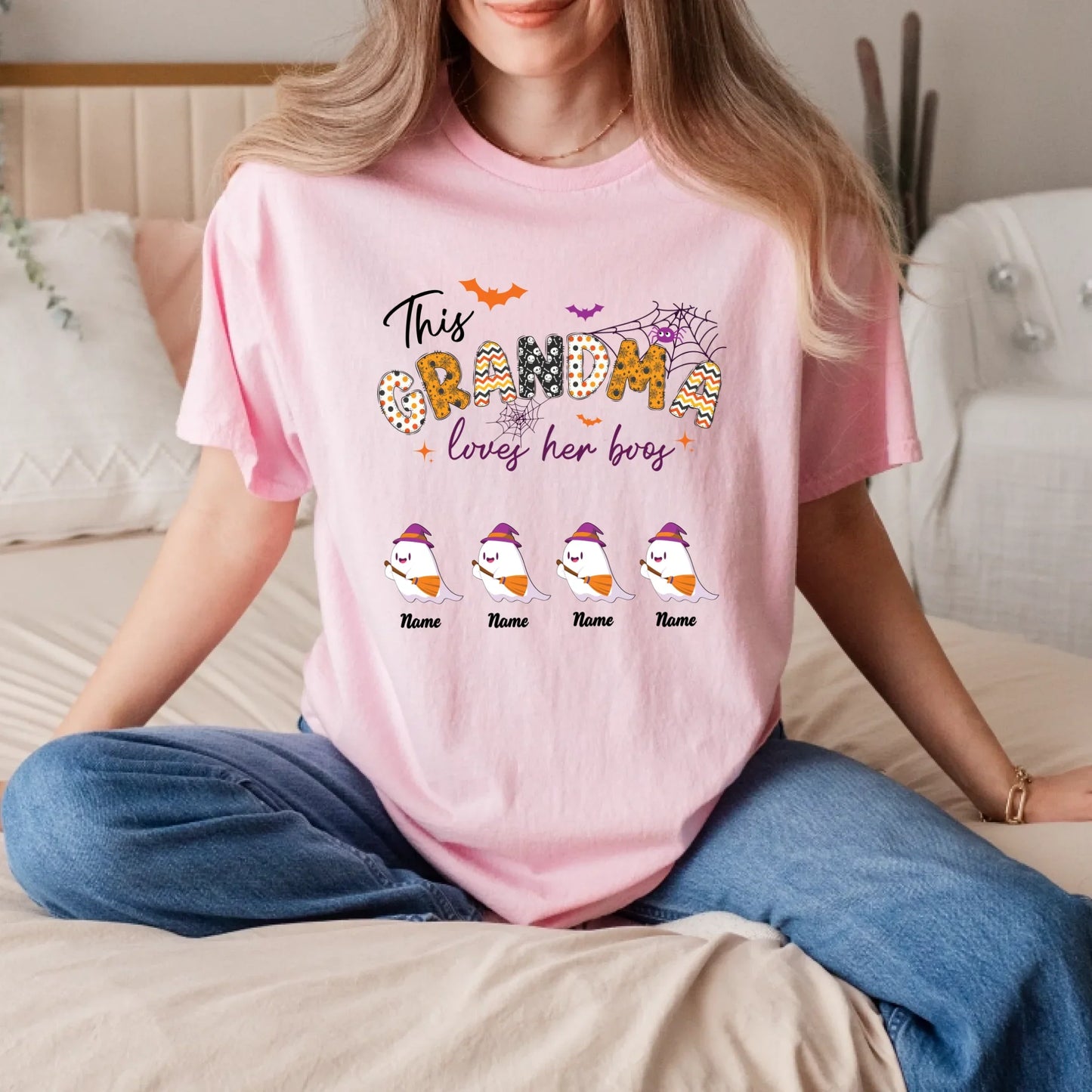 Personalized Halloween Shirt for Mom/Grandma – Custom Family Member Names & Count | Mommy/Grandma Loves Her... (Image 3)