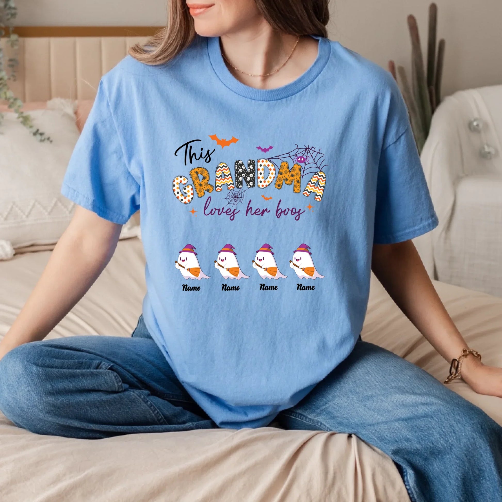 Personalized Halloween Shirt for Mom/Grandma – Custom Family Member Names & Count | Mommy/Grandma Loves Her... (Image 4)