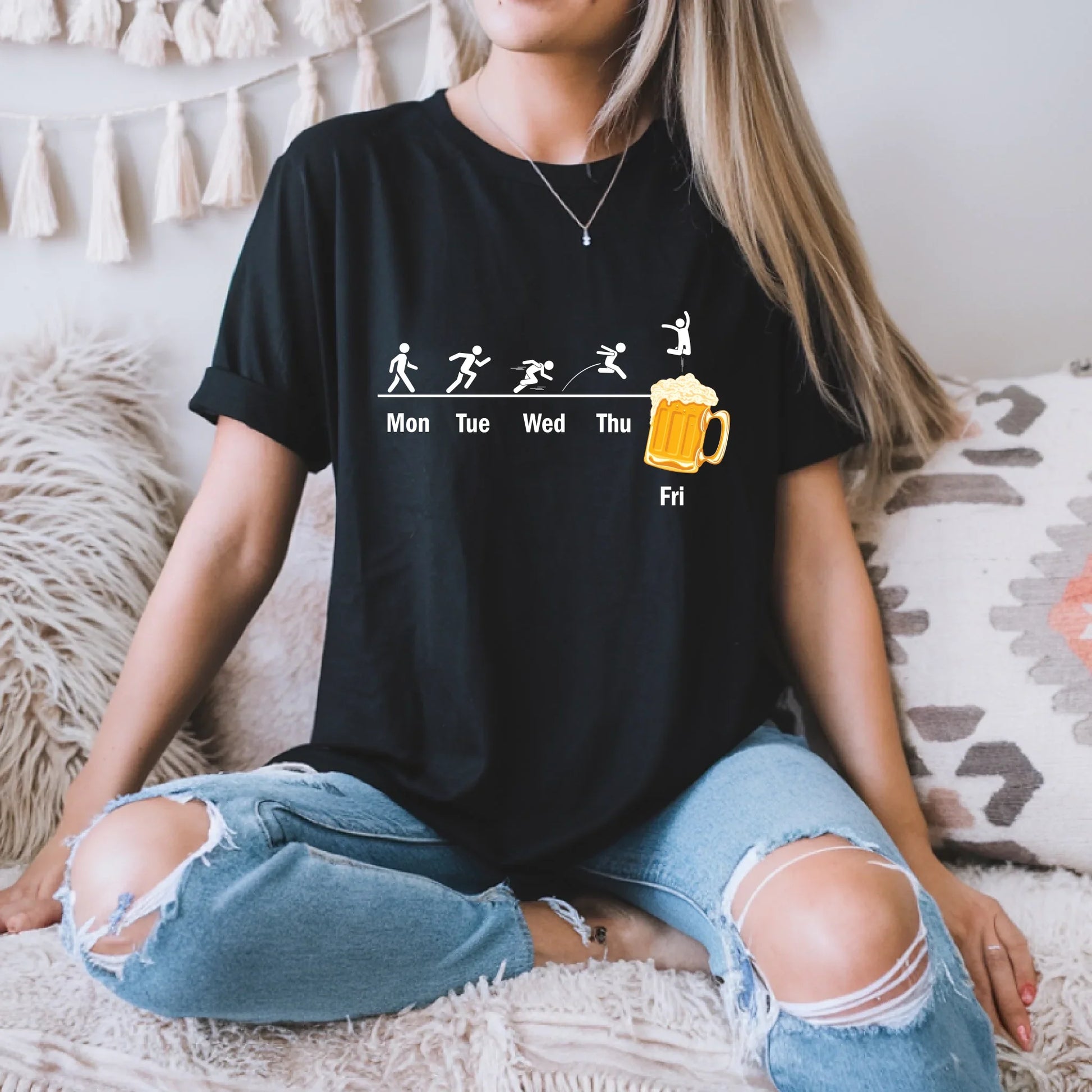 Funny Friday Beer T-Shirt – Weekend Drinking Shirt – Casual Unisex Graphic Tee Hoodie, Sweatshirt (Image 4)
