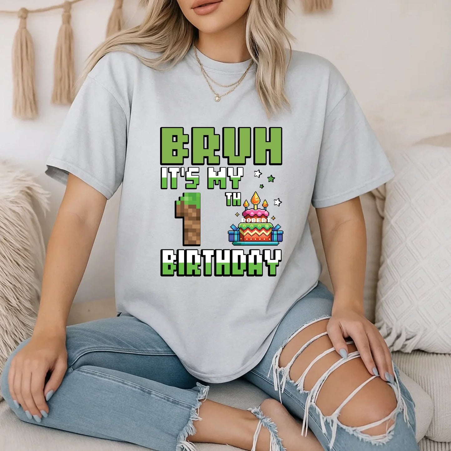 Custom Gamer Birthday T-Shirt – “BRUH It’s My [Age] Birthday” Personalized Name Tee Hoodie, Sweatshirt (Image 5)
