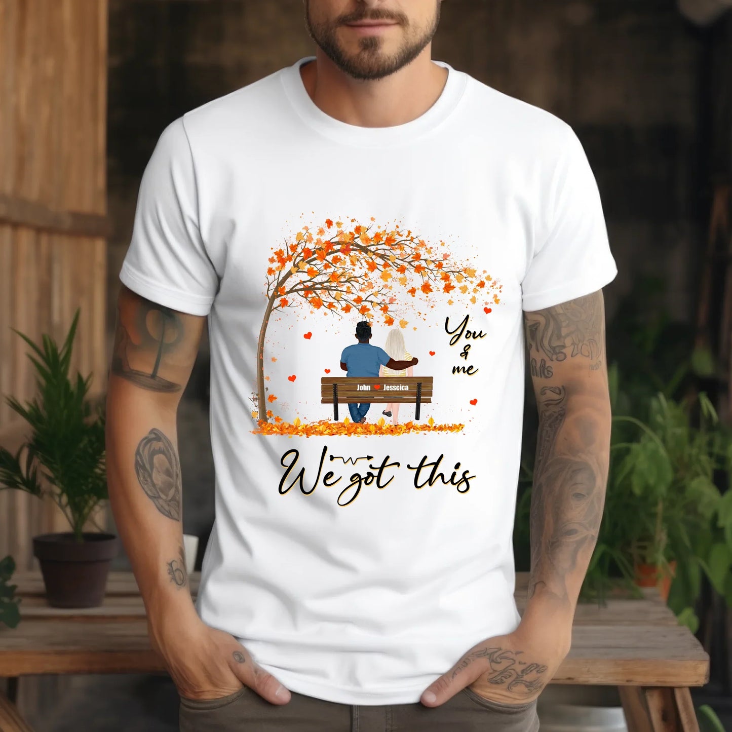 Personalized Couple Fall Shirt – Custom Names & Characters Hoodie, Sweatshirt | InkThreadWorks.com (Image 3)
