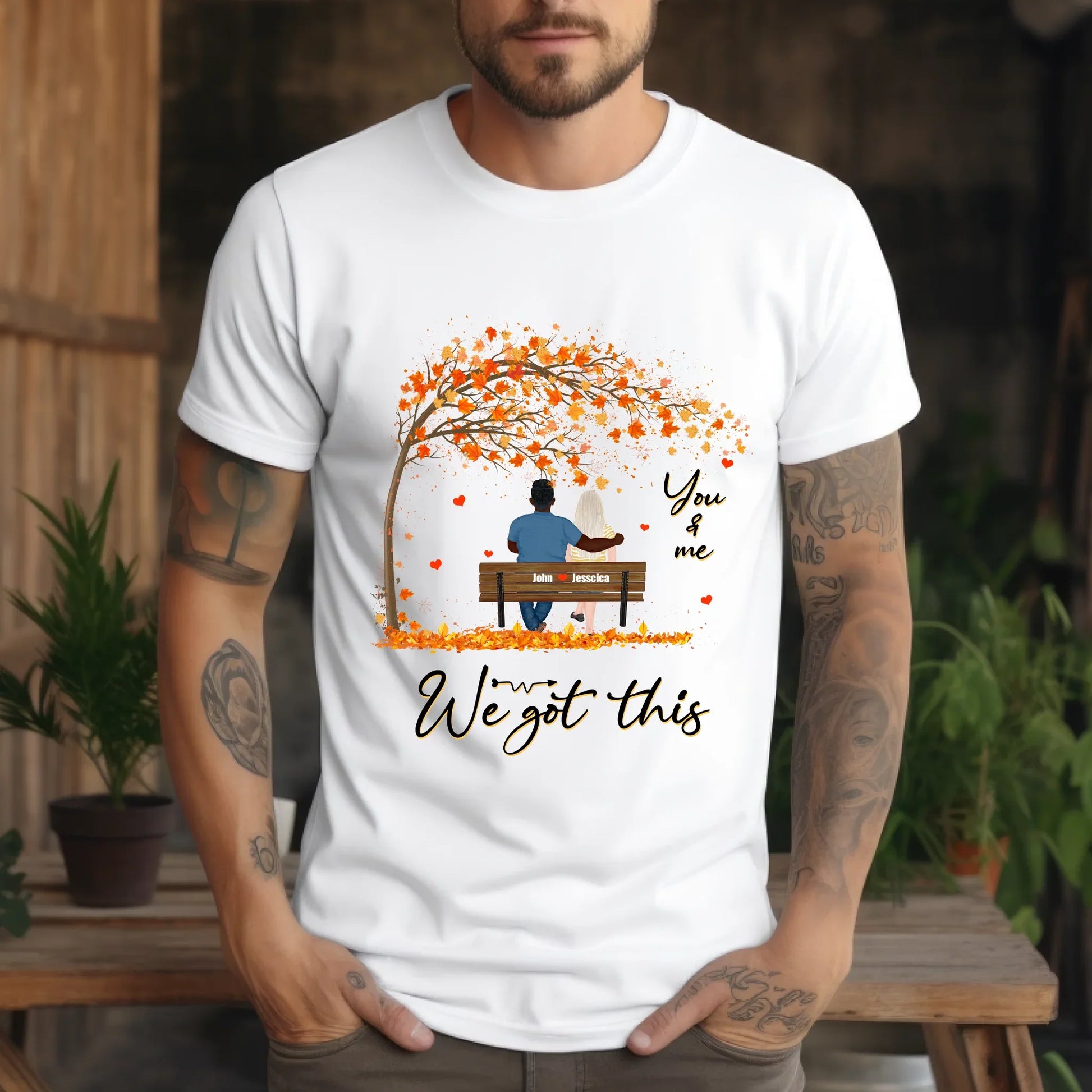 Personalized Couple Fall Shirt – Custom Names & Characters Hoodie, Sweatshirt | InkThreadWorks.com (Image 3)