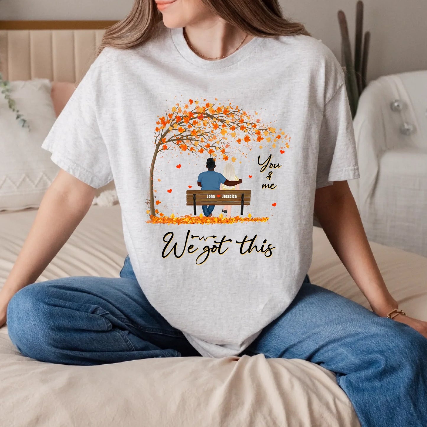 Personalized Couple Fall Shirt – Custom Names & Characters Hoodie, Sweatshirt | InkThreadWorks.com (Image 4)