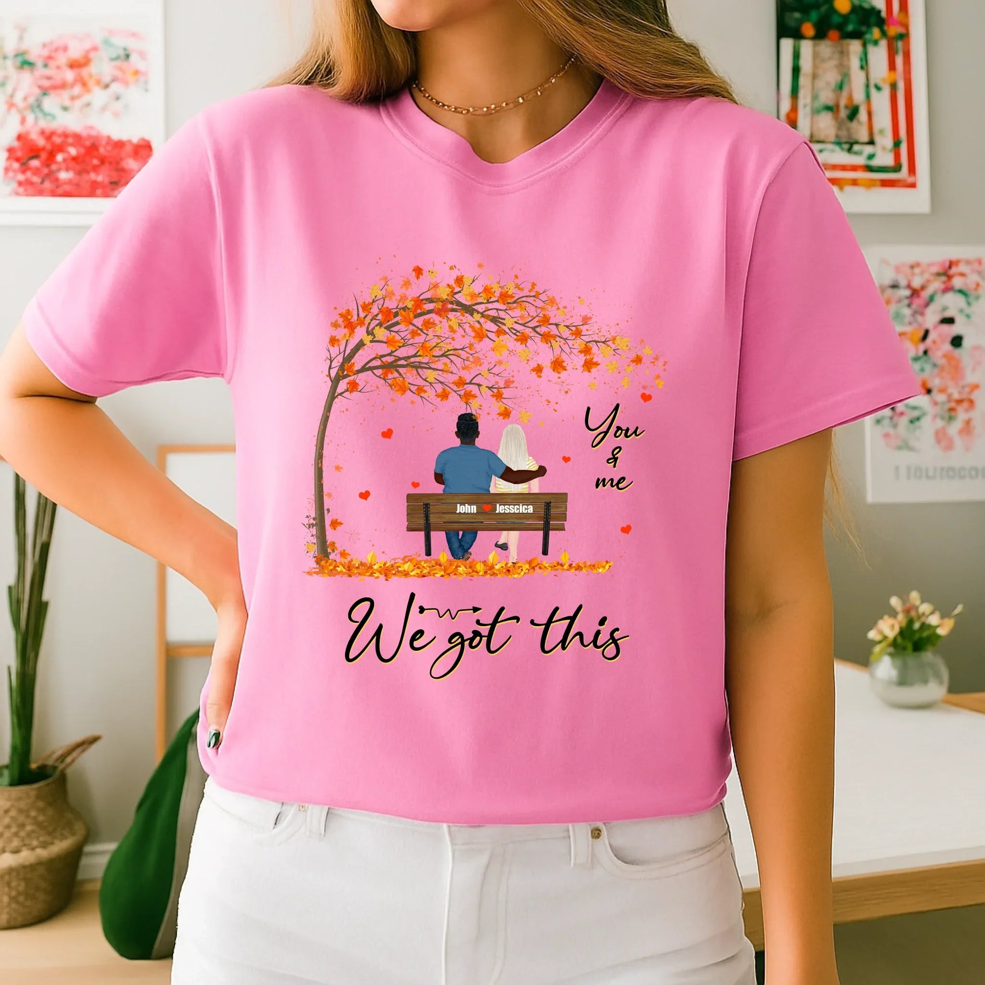 Personalized Couple Fall Shirt – Custom Names & Characters Hoodie, Sweatshirt | InkThreadWorks.com (Image 5)