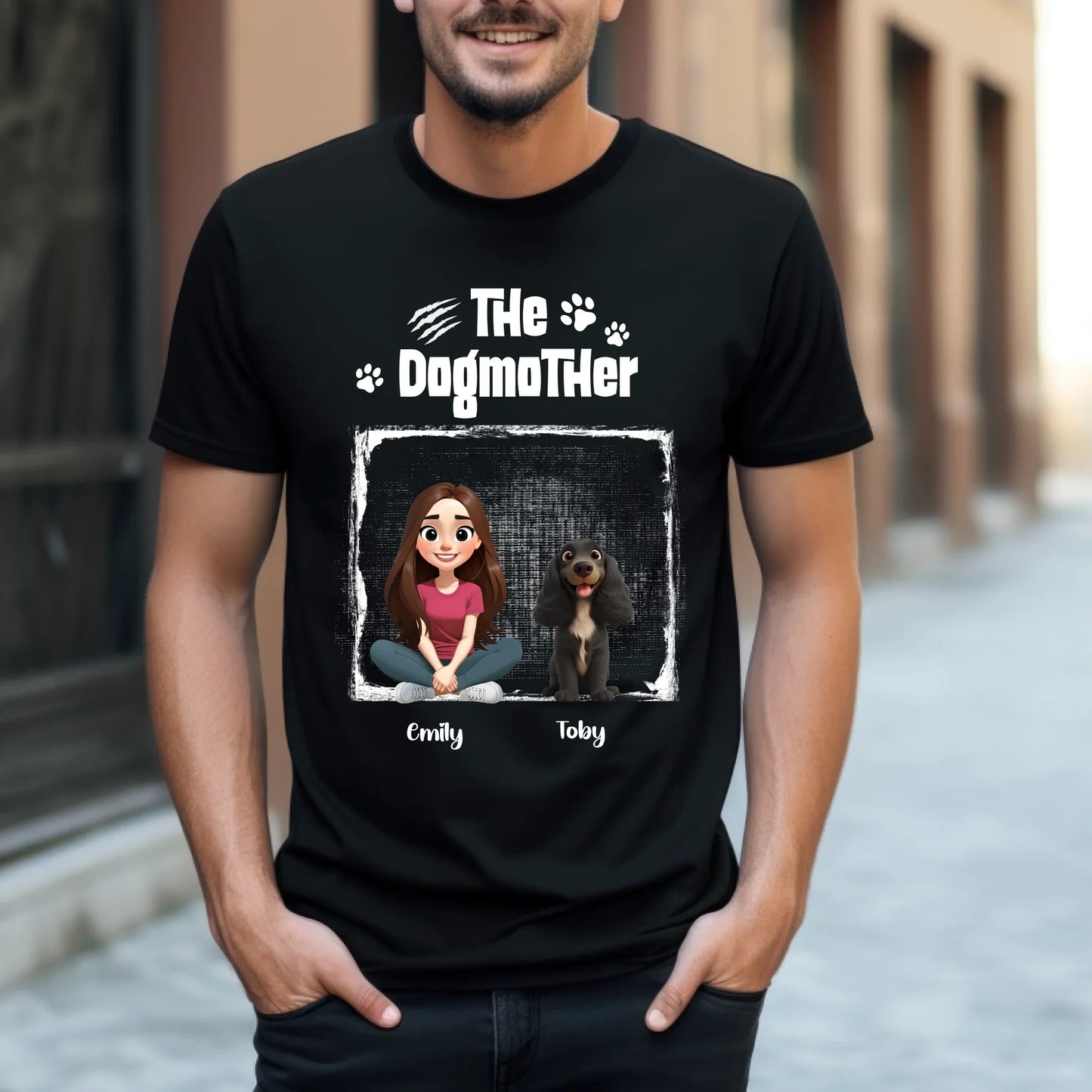 Custom Dogmother T-Shirt – Personalized Dog Mom Tee with Characters & Dog Breeds Hoodie, Sweatshirt (Image 2)