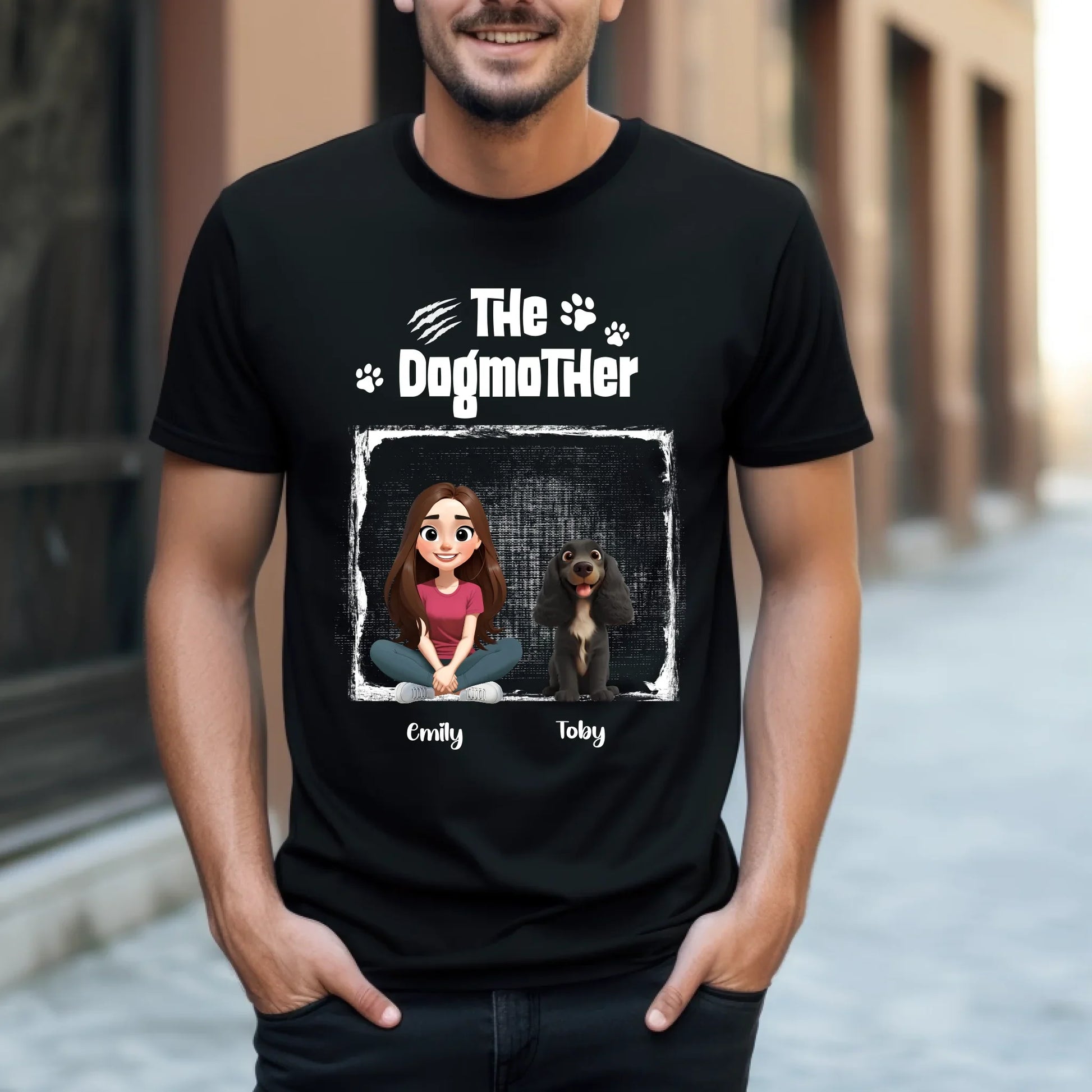 Custom Dogmother T-Shirt – Personalized Dog Mom Tee with Characters & Dog Breeds Hoodie, Sweatshirt (Image 2)