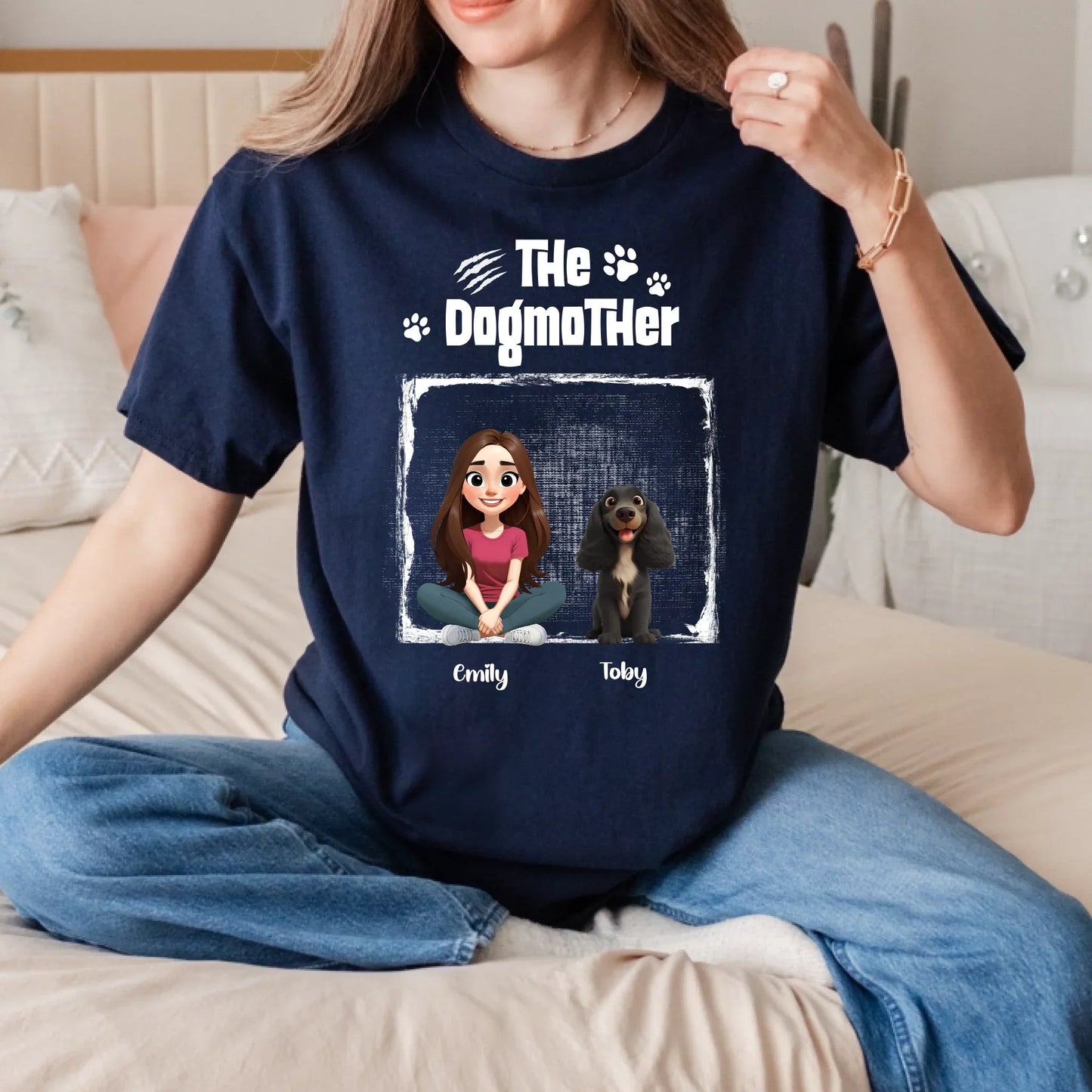 Custom Dogmother T-Shirt – Personalized Dog Mom Tee with Characters & Dog Breeds Hoodie, Sweatshirt (Image 4)