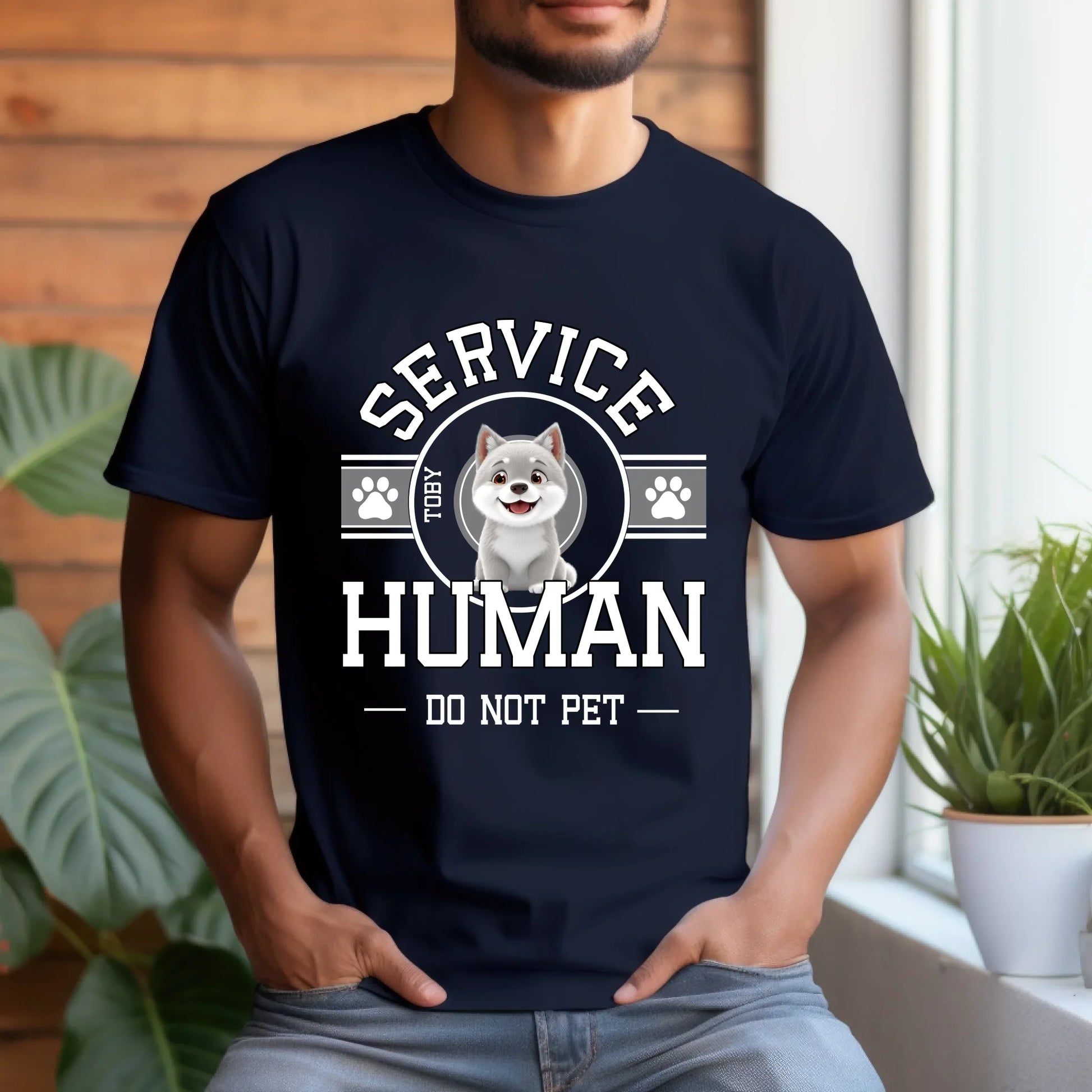Custom Dog Service Human T-Shirt – Funny Pet Owner Shirt – Service Human Do Not Pet Tee (Customizable Dog... (Image 3)