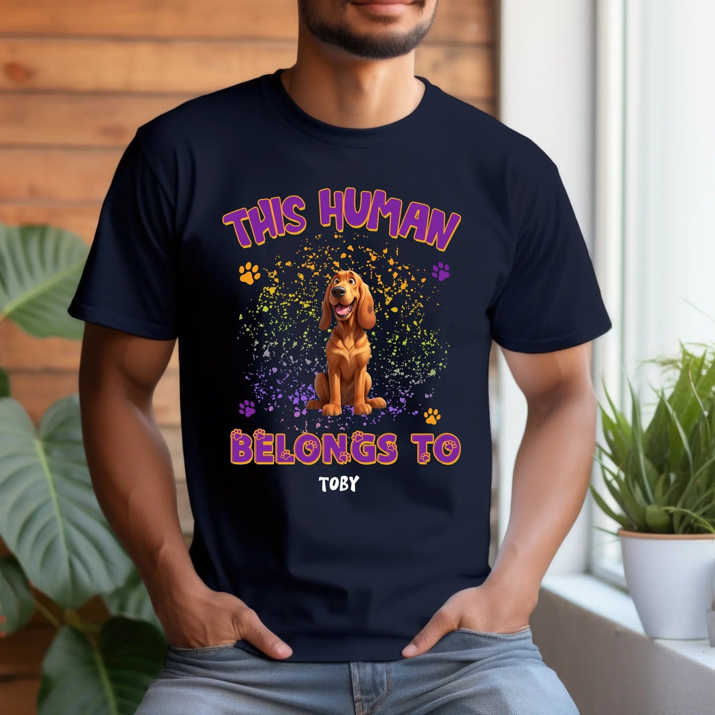 Custom “This Human Belongs To” Dog T-Shirt – Personalized Pet Lover Tee with Dog Breed & Name Hoodie, Sweatshirt (Image 3)