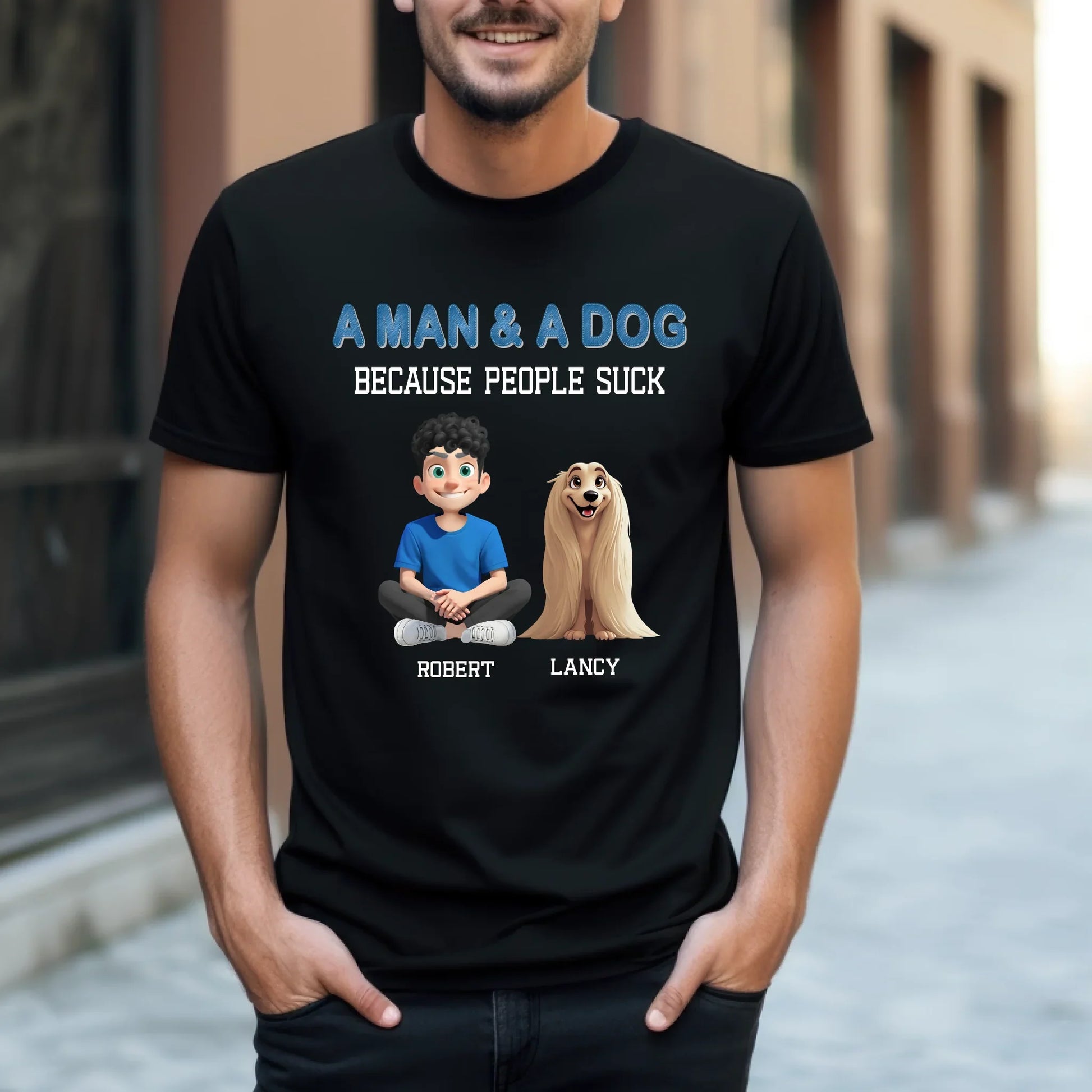 Custom “A Man & A Dog” Shirt – Personalized Characters & Names T-Shirt Hoodie, Sweatshirt | InkThreadWorks.com (Image 2)