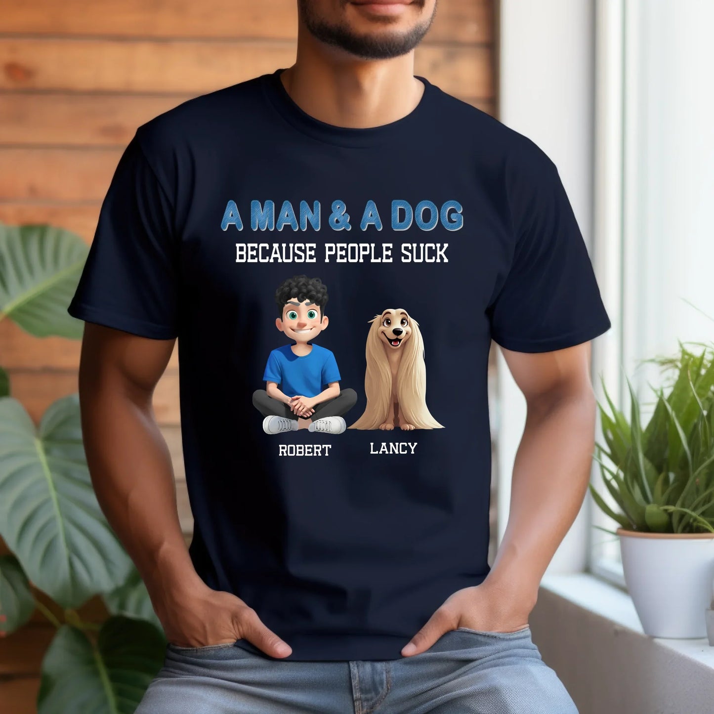Custom “A Man & A Dog” Shirt – Personalized Characters & Names T-Shirt Hoodie, Sweatshirt | InkThreadWorks.com (Image 3)