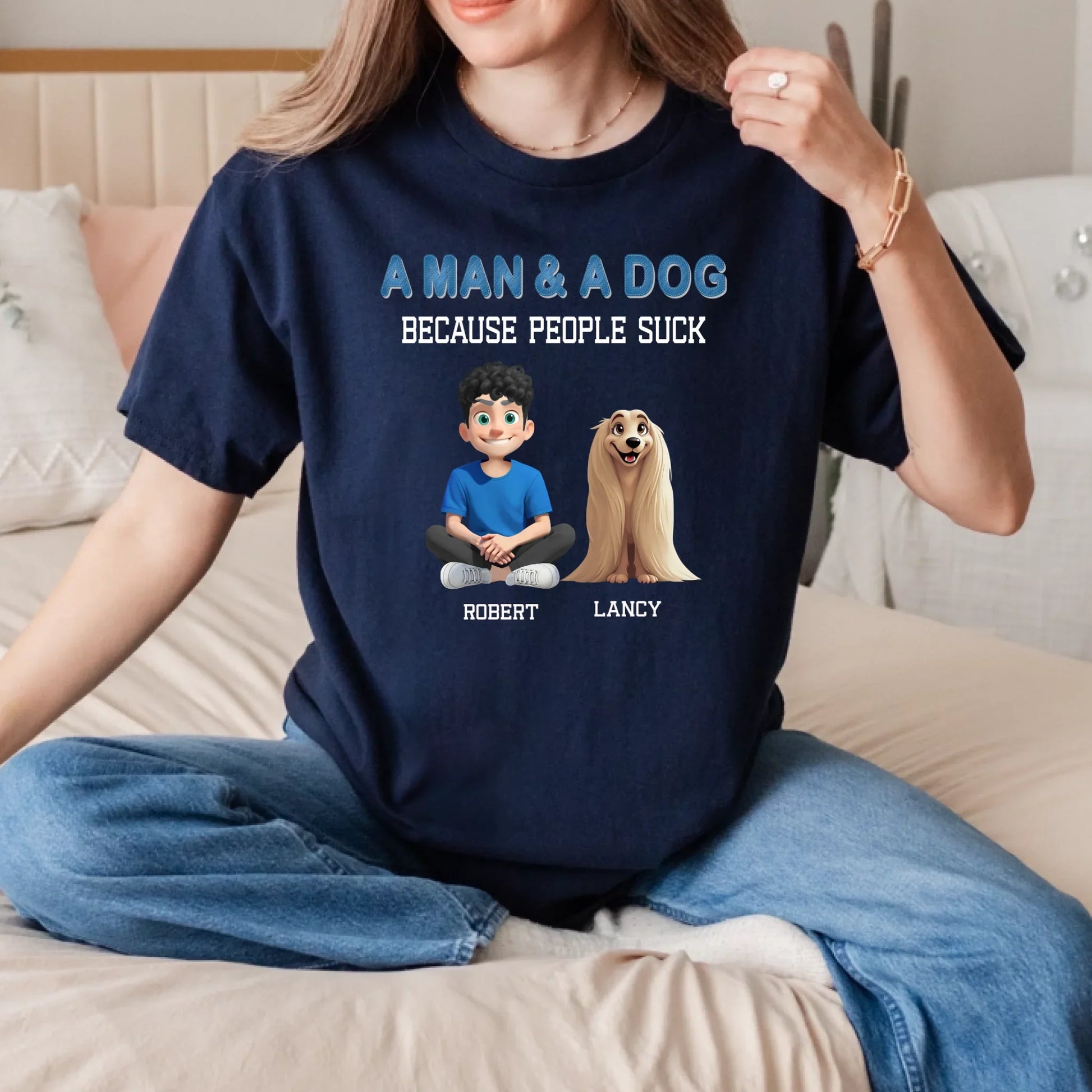 Custom “A Man & A Dog” Shirt – Personalized Characters & Names T-Shirt Hoodie, Sweatshirt | InkThreadWorks.com (Image 4)