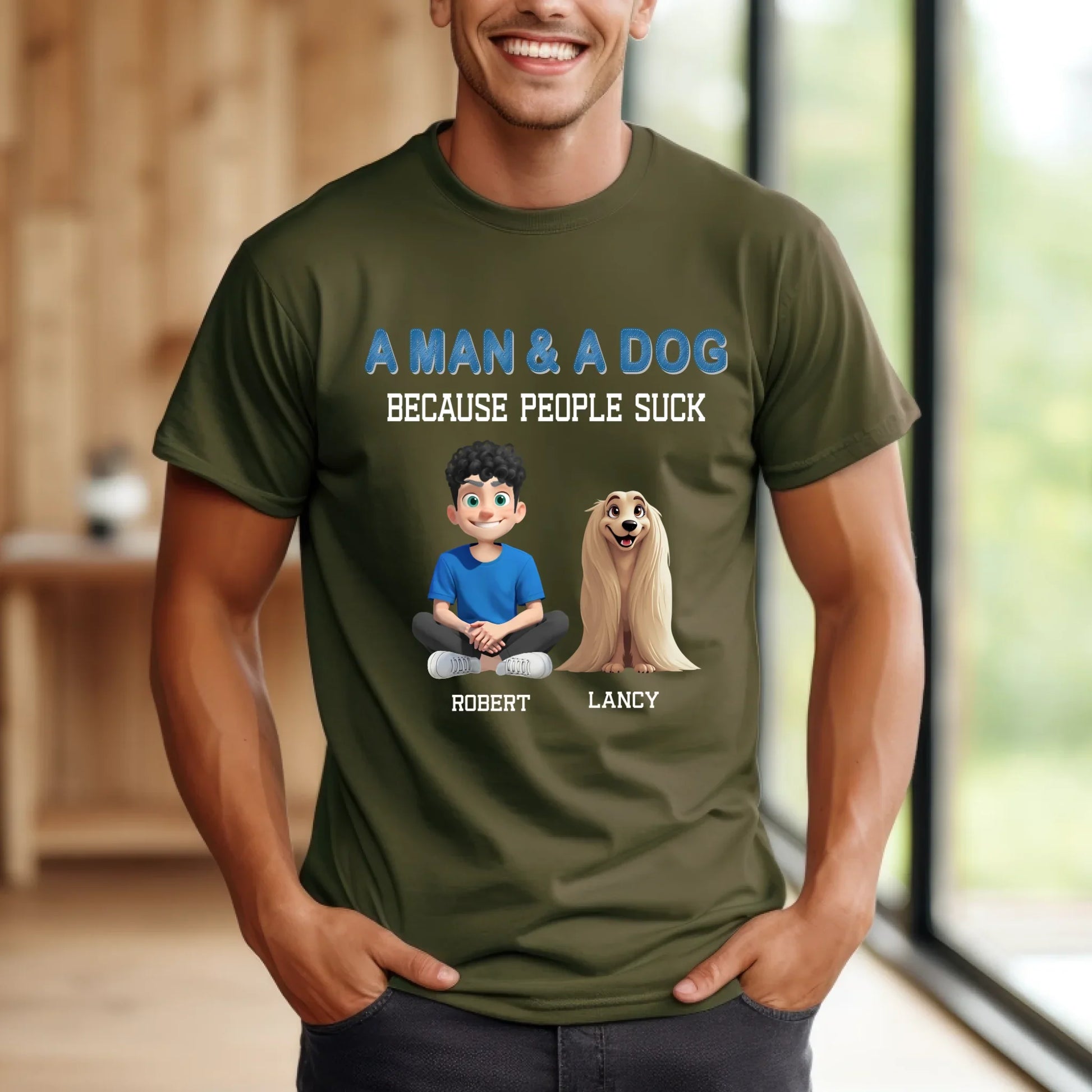 Custom “A Man & A Dog” Shirt – Personalized Characters & Names T-Shirt Hoodie, Sweatshirt | InkThreadWorks.com (Image 5)