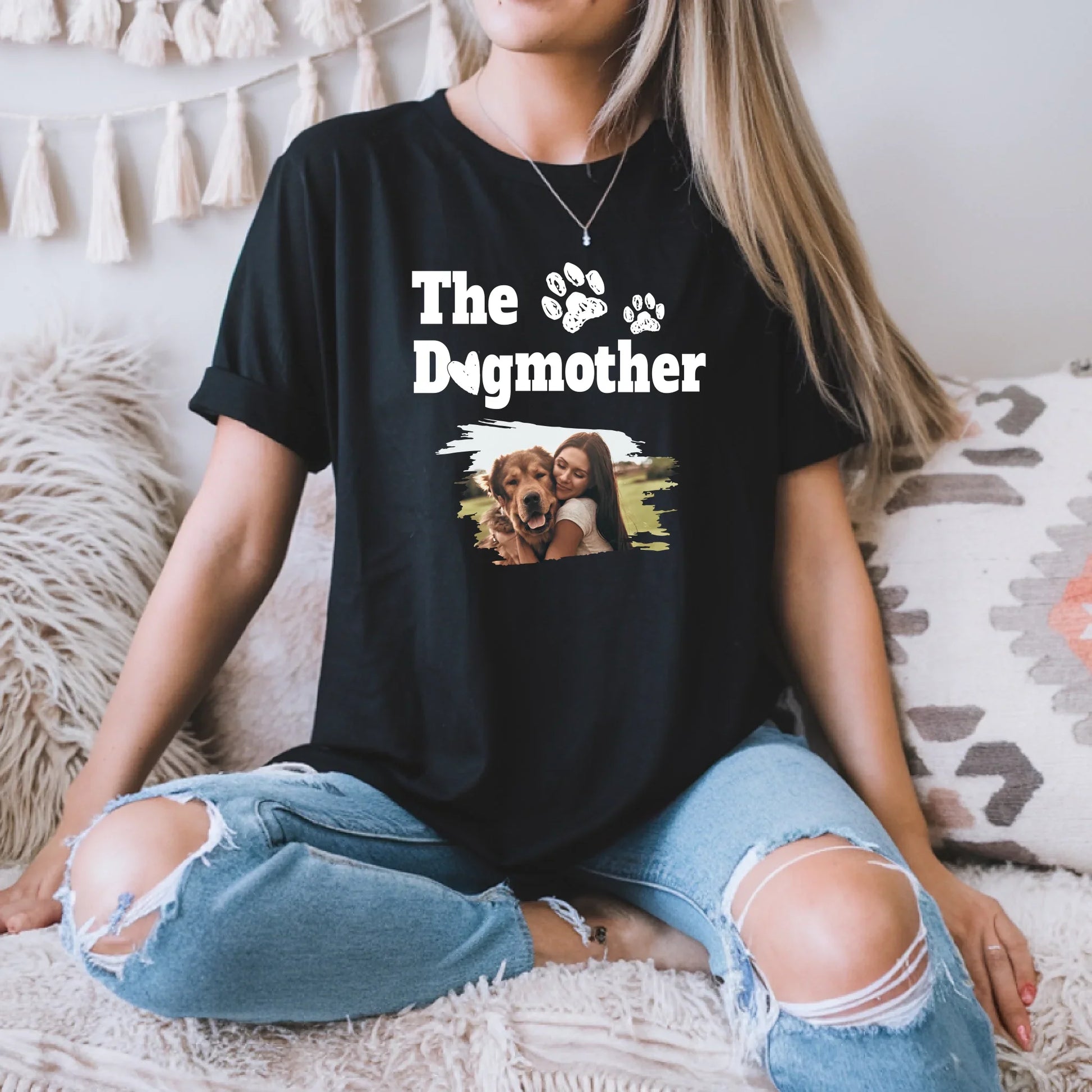 Custom Dog Dad/Mom Shirt – The Dogfather/DogMother Personalized Photo & Name T-Shirt Hoodie, Sweatshirt (Image 1)
