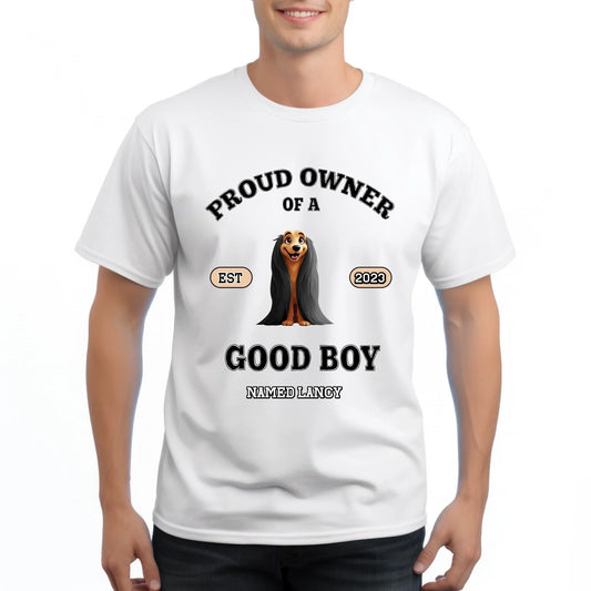 Custom Pet Shirt – Proud Owner of a Good Boy Personalized Year & Pet Hoodie, Sweatshirt | InkThreadWorks.com (Image 1)