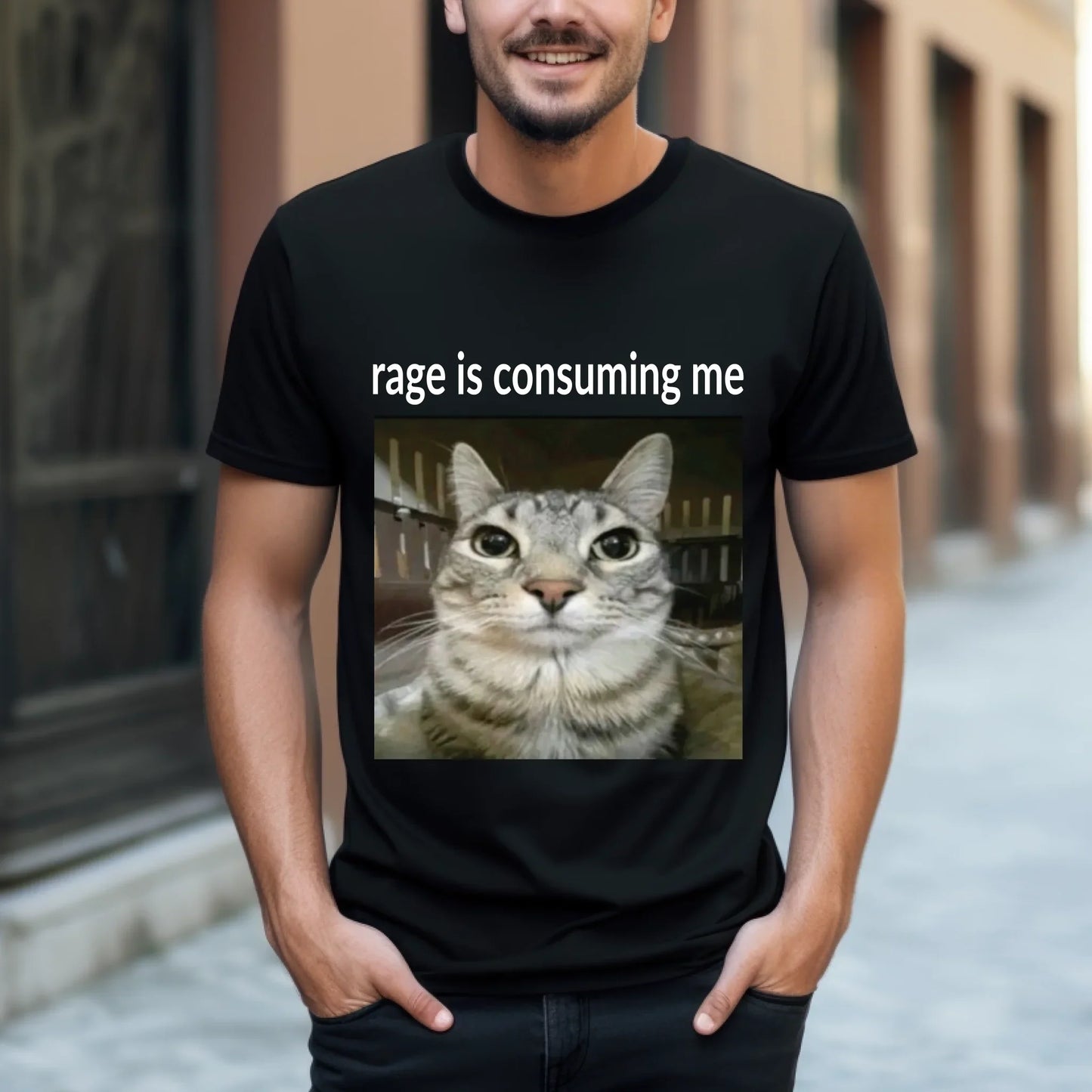 Funny Cat Meme Shirt – “Rage Is Consuming Me” Graphic Tee Unisex Hoodie, Sweatshirt | InkThreadWorks.com (Image 4)