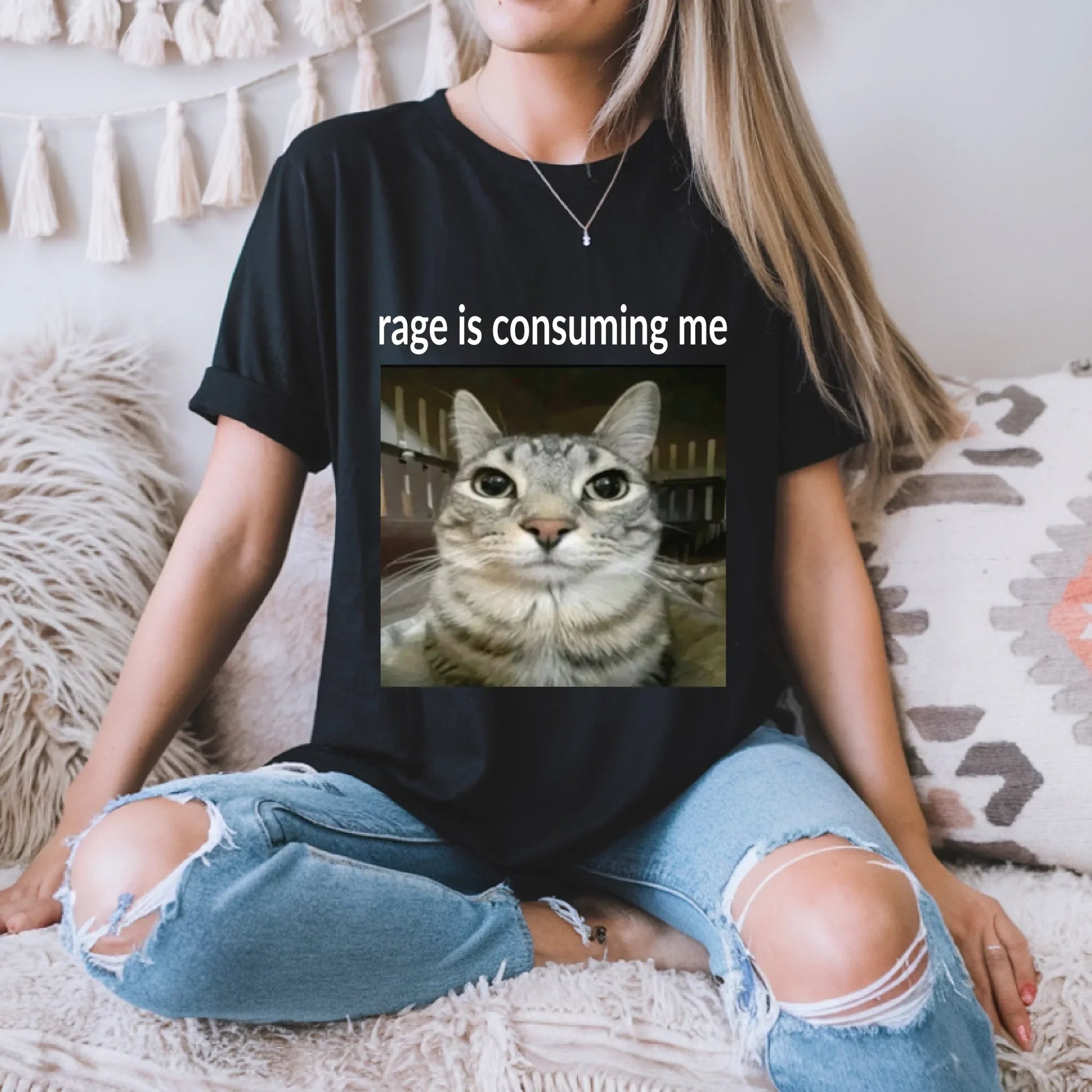 Funny Cat Meme Shirt – “Rage Is Consuming Me” Graphic Tee Unisex Hoodie, Sweatshirt | InkThreadWorks.com (Image 3)