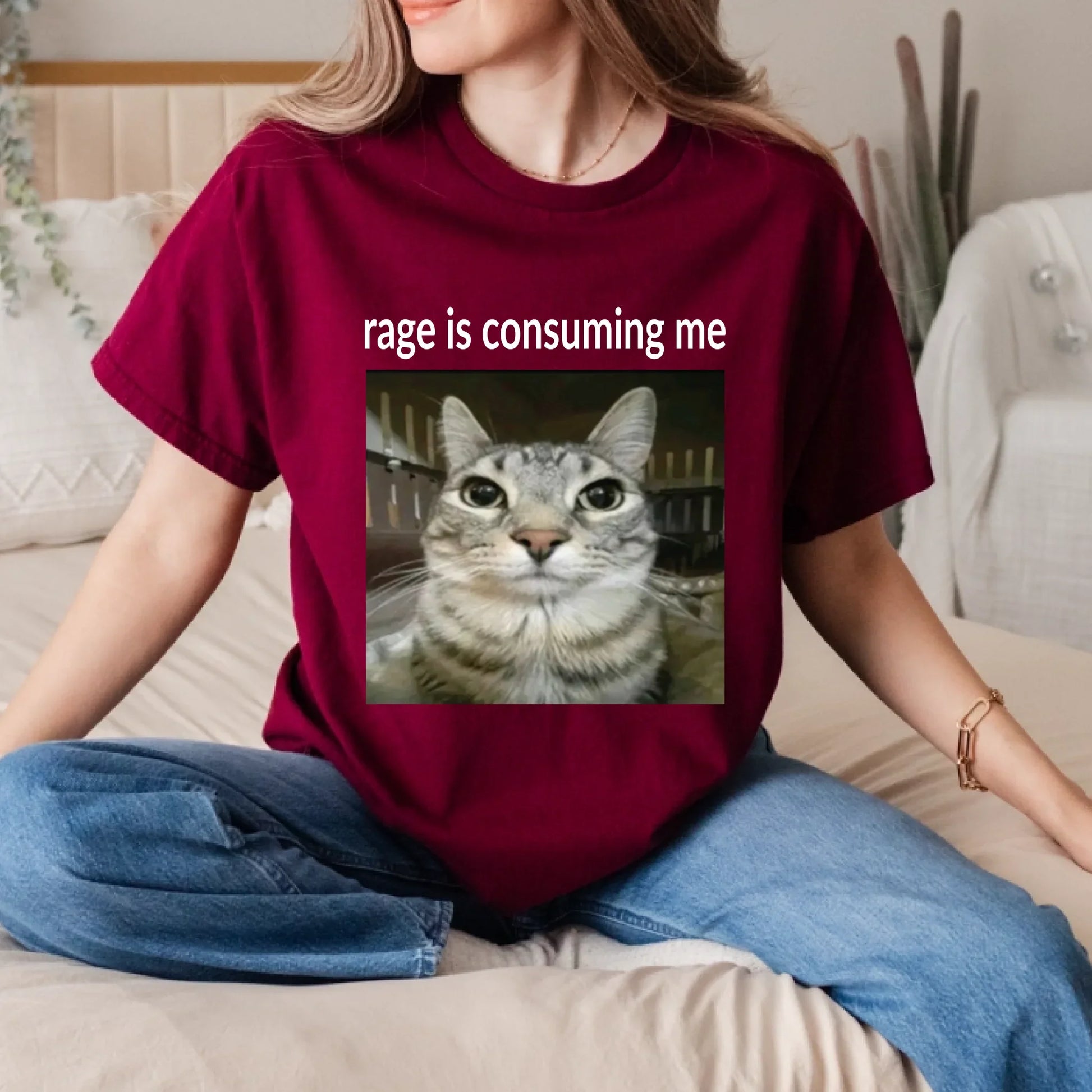 Funny Cat Meme Shirt – “Rage Is Consuming Me” Graphic Tee Unisex Hoodie, Sweatshirt | InkThreadWorks.com (Image 5)