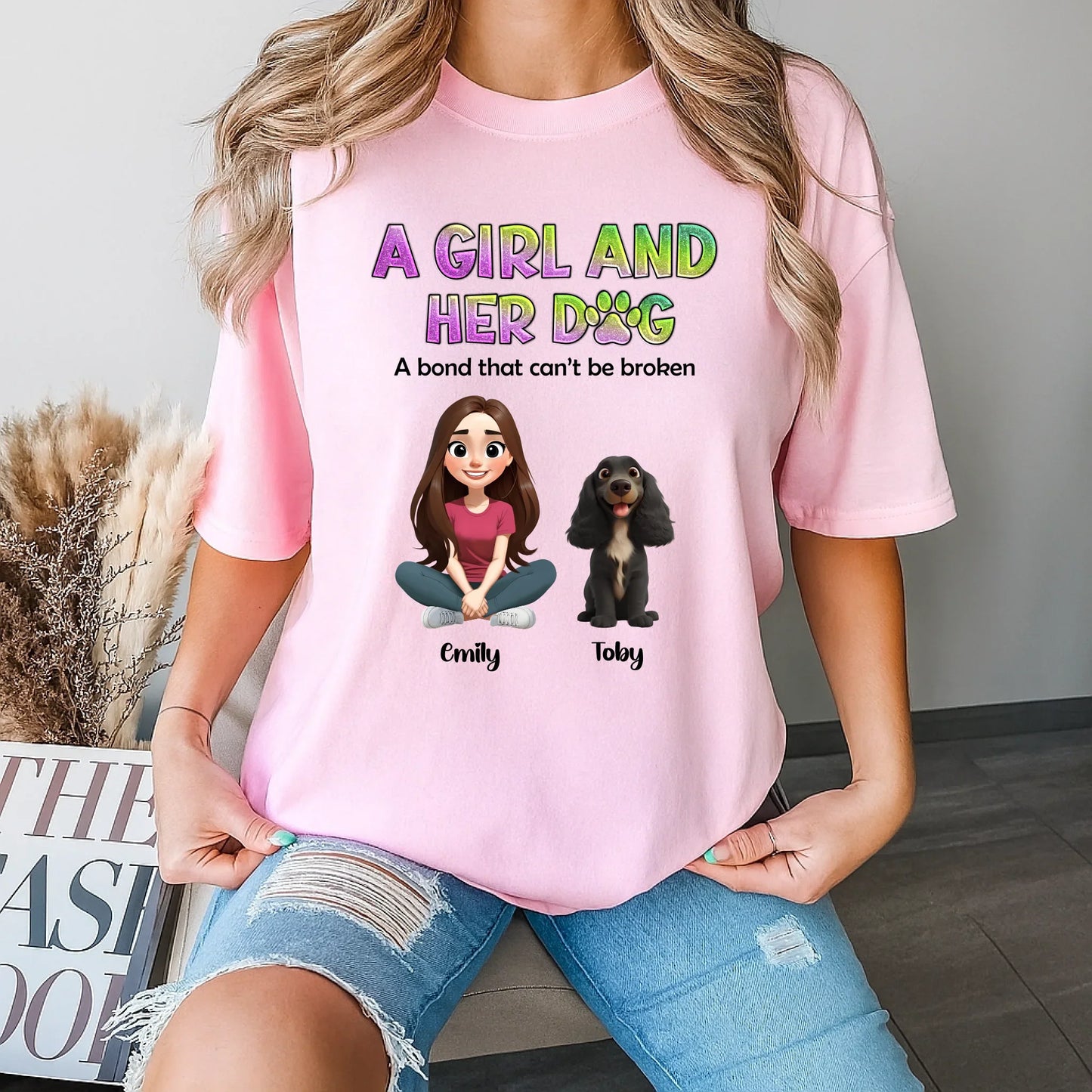 Custom “A Girl and Her Dog” Shirt – Personalized Girl & Pet Name Tee Hoodie, Sweatshirt | InkThreadWorks.com (Image 4)