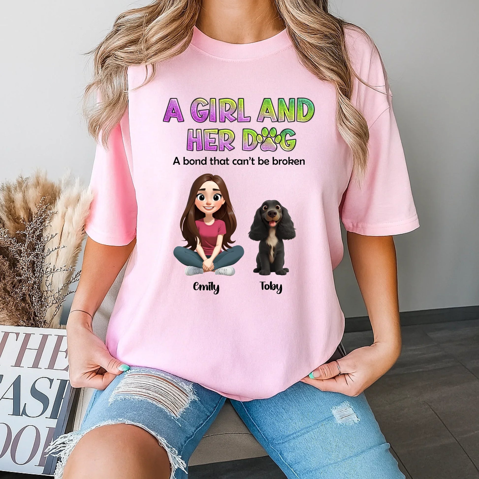 Custom “A Girl and Her Dog” Shirt – Personalized Girl & Pet Name Tee Hoodie, Sweatshirt | InkThreadWorks.com (Image 4)