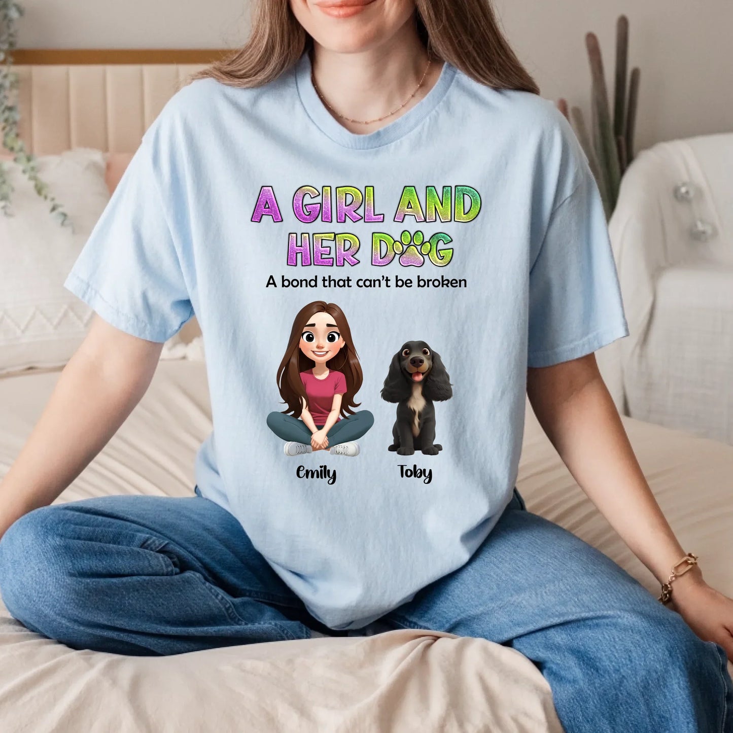 Custom “A Girl and Her Dog” Shirt – Personalized Girl & Pet Name Tee Hoodie, Sweatshirt | InkThreadWorks.com (Image 3)