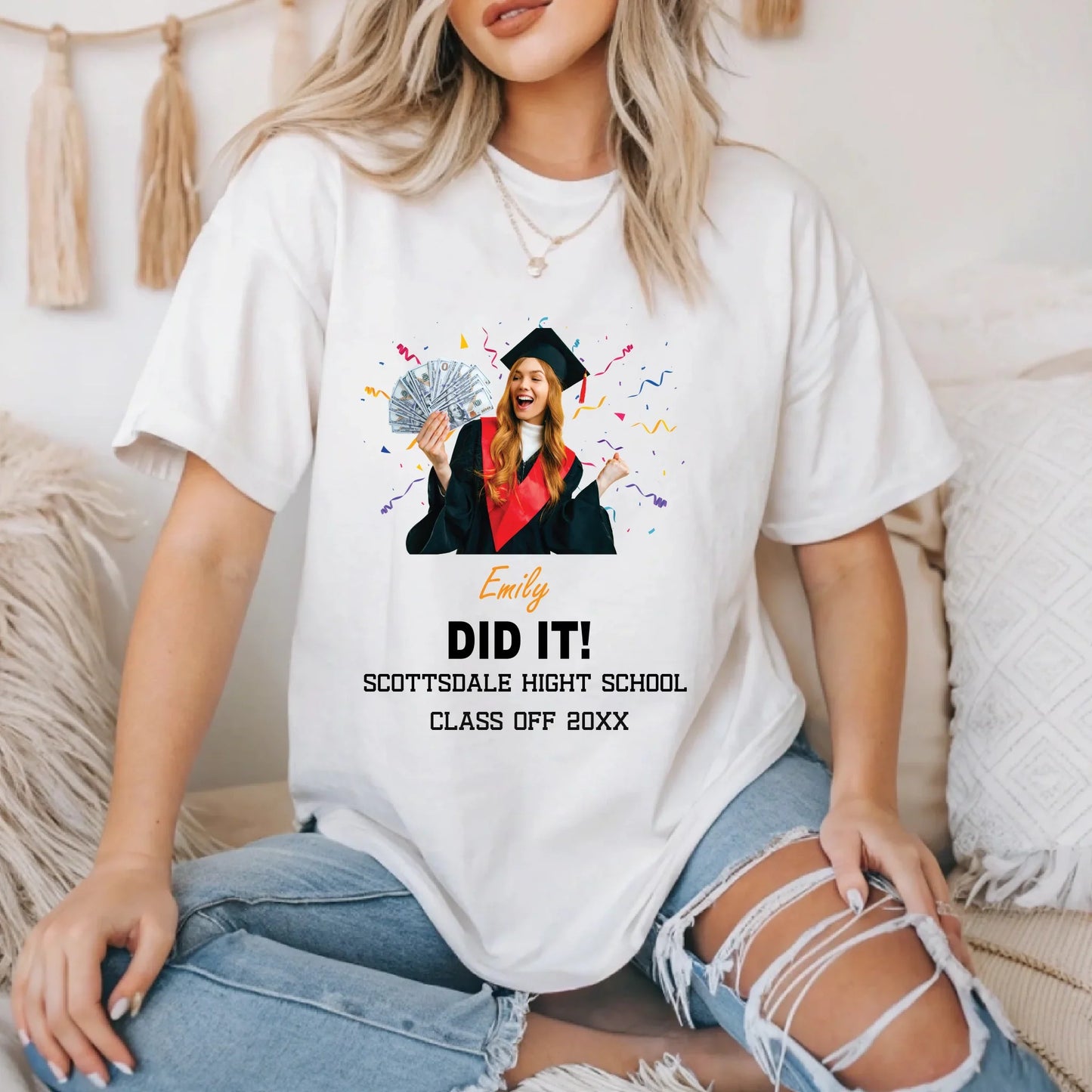 Custom Graduation Shirt – Personalized Photo, Name, School & Year Tee Hoodie, Sweatshirt | InkThreadWorks.com (Image 1)