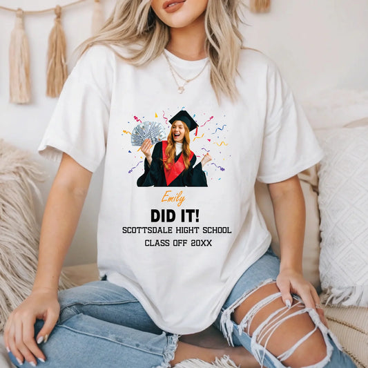 Custom Graduation Shirt – Personalized Photo, Name, School & Year Tee Hoodie, Sweatshirt | InkThreadWorks.com (Image 1)