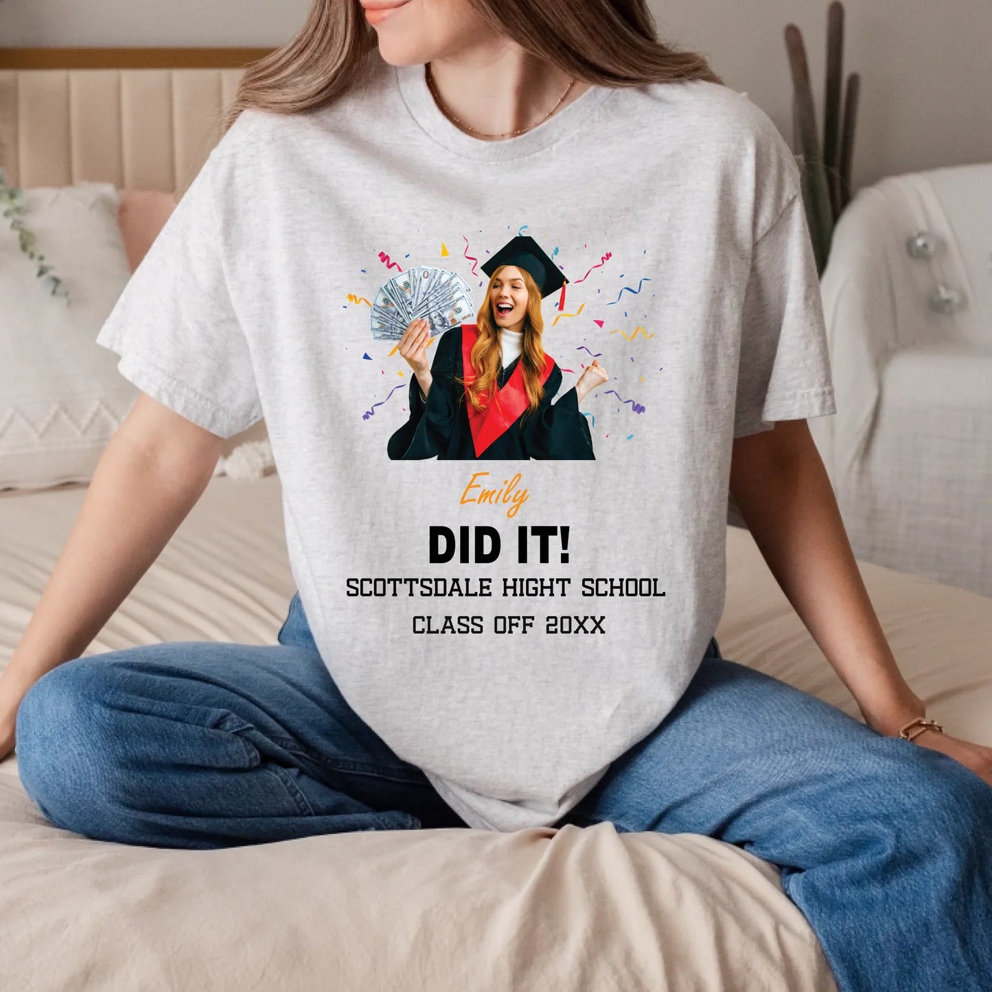 Custom Graduation Shirt – Personalized Photo, Name, School & Year Tee Hoodie, Sweatshirt | InkThreadWorks.com (Image 2)
