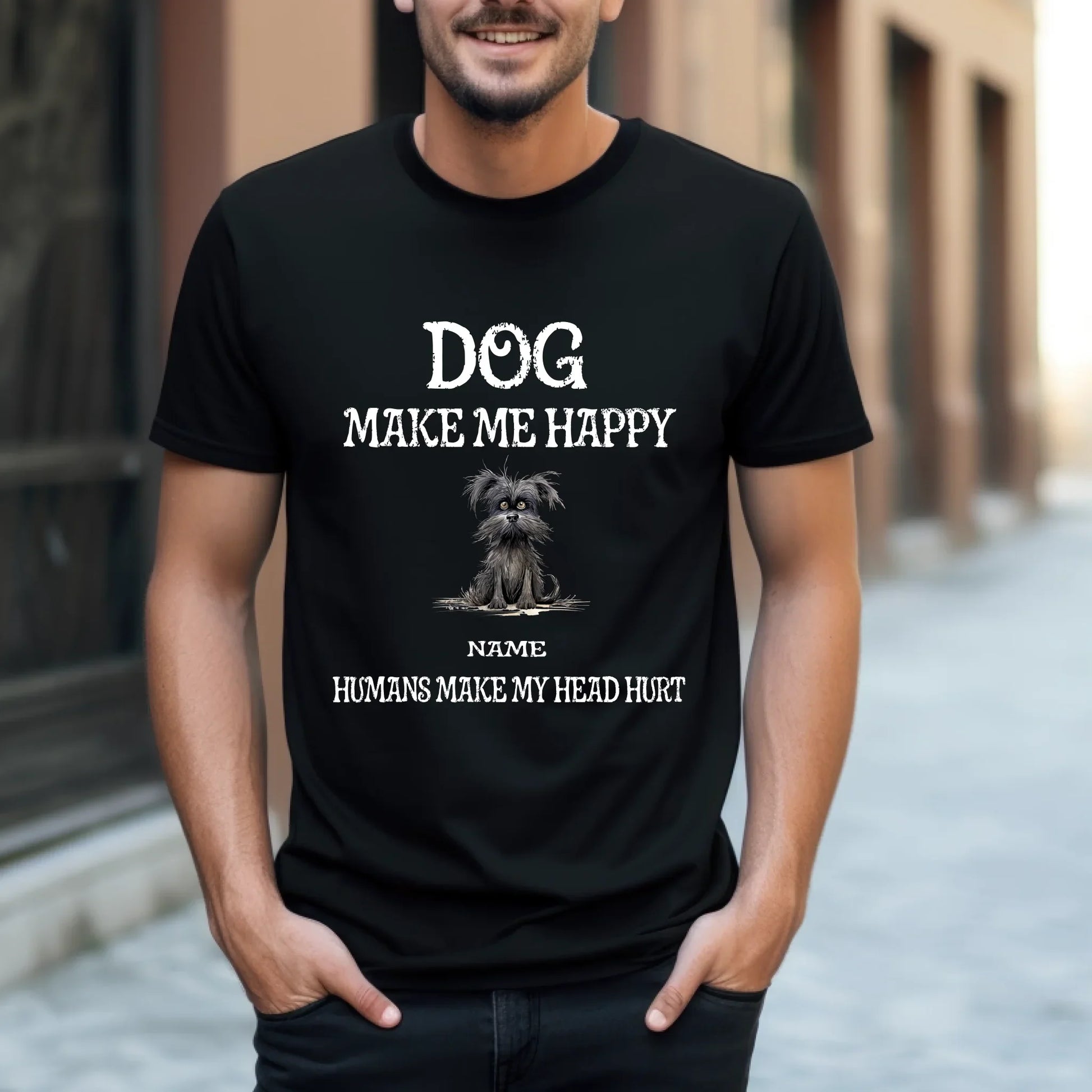 Custom Dog Shirt – “Dogs Make Me Happy” Personalized Pets & Year Tee Hoodie, Sweatshirt | InkThreadWorks.com (Image 2)