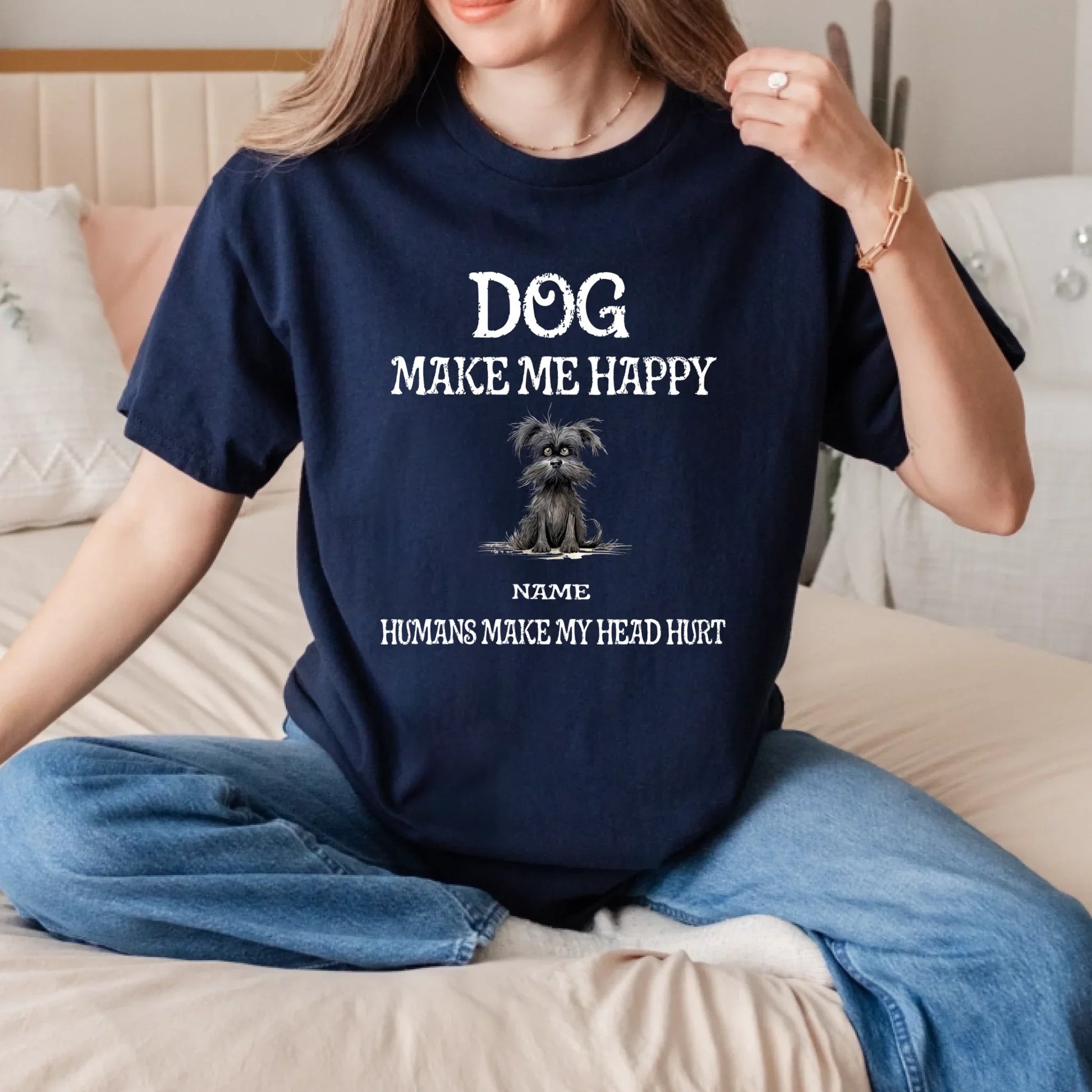 Custom Dog Shirt – “Dogs Make Me Happy” Personalized Pets & Year Tee Hoodie, Sweatshirt | InkThreadWorks.com (Image 4)