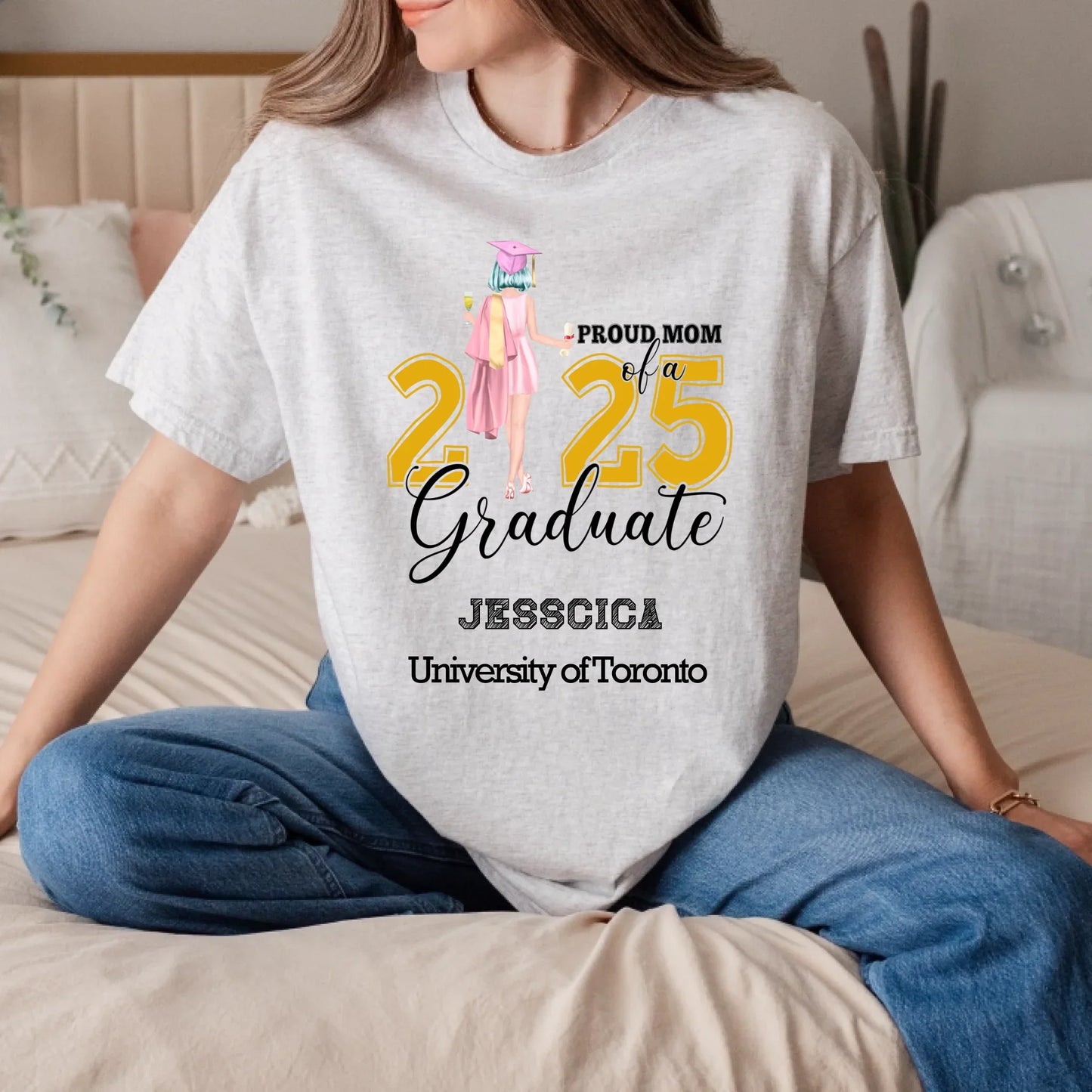 Custom Graduation Shirt – Proud Mom of Graduate Personalized Tee Hoodie, Sweatshirt | InkThreadWorks.com (Image 2)