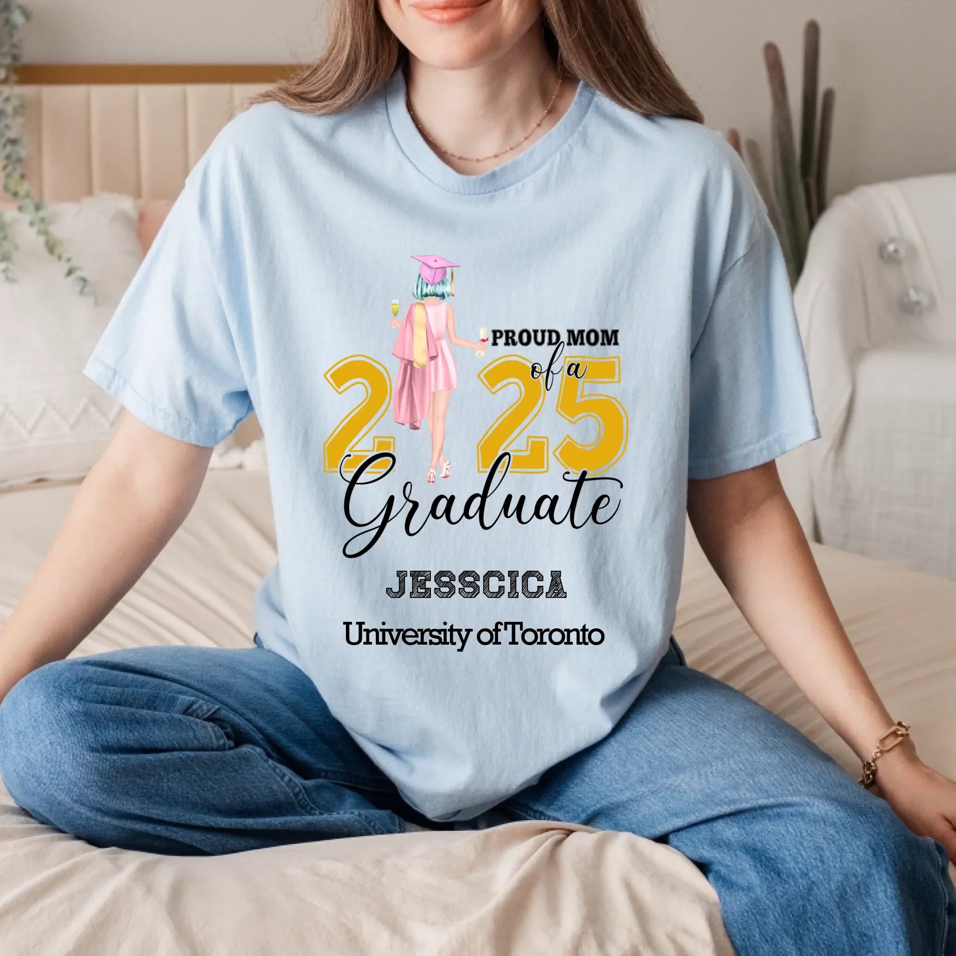 Custom Graduation Shirt – Proud Mom of Graduate Personalized Tee Hoodie, Sweatshirt | InkThreadWorks.com (Image 3)
