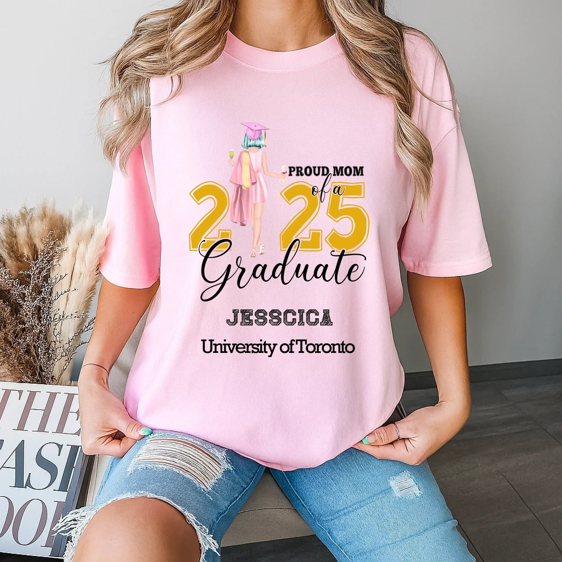 Custom Graduation Shirt – Proud Mom of Graduate Personalized Tee Hoodie, Sweatshirt | InkThreadWorks.com (Image 4)