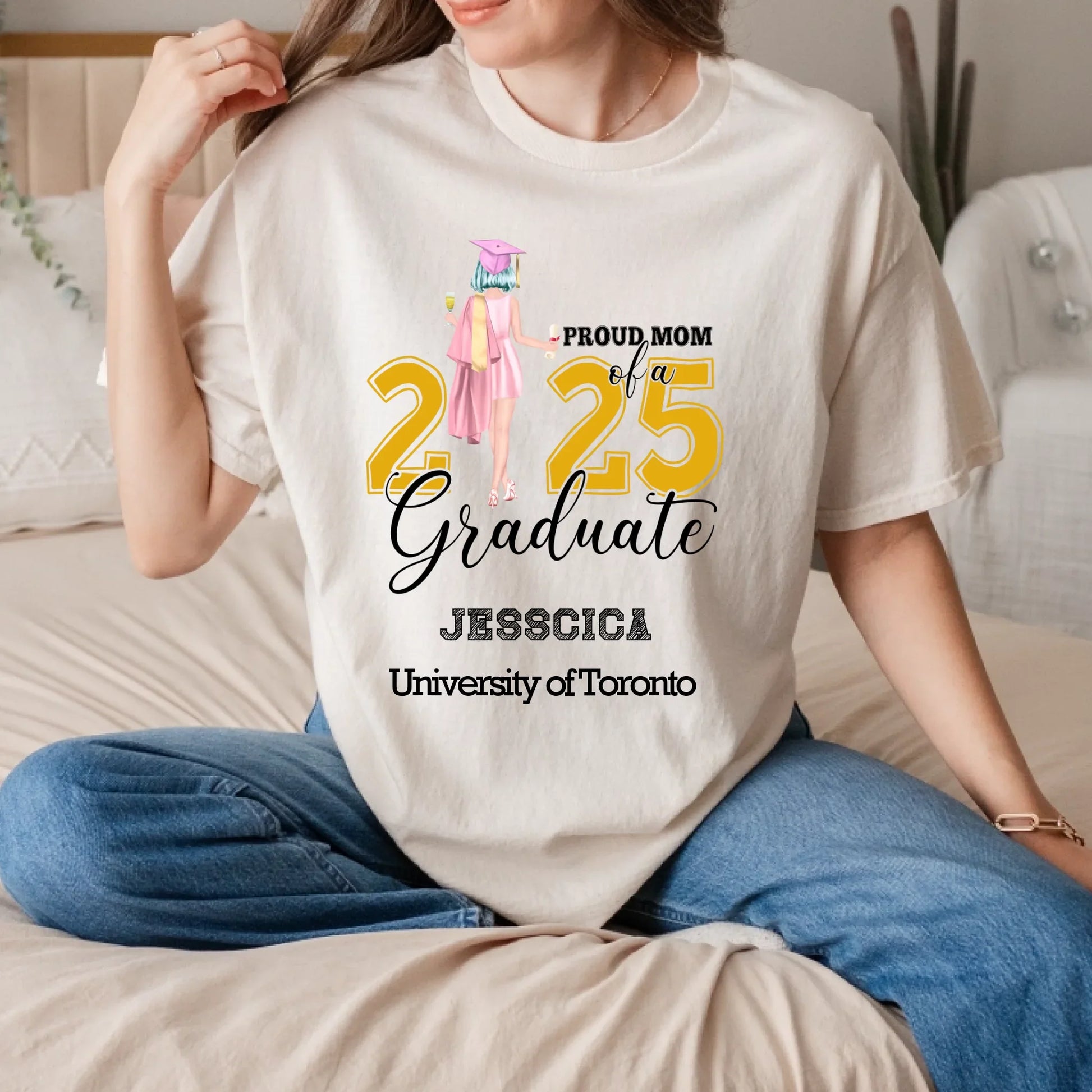 Custom Graduation Shirt – Proud Mom of Graduate Personalized Tee Hoodie, Sweatshirt | InkThreadWorks.com (Image 5)