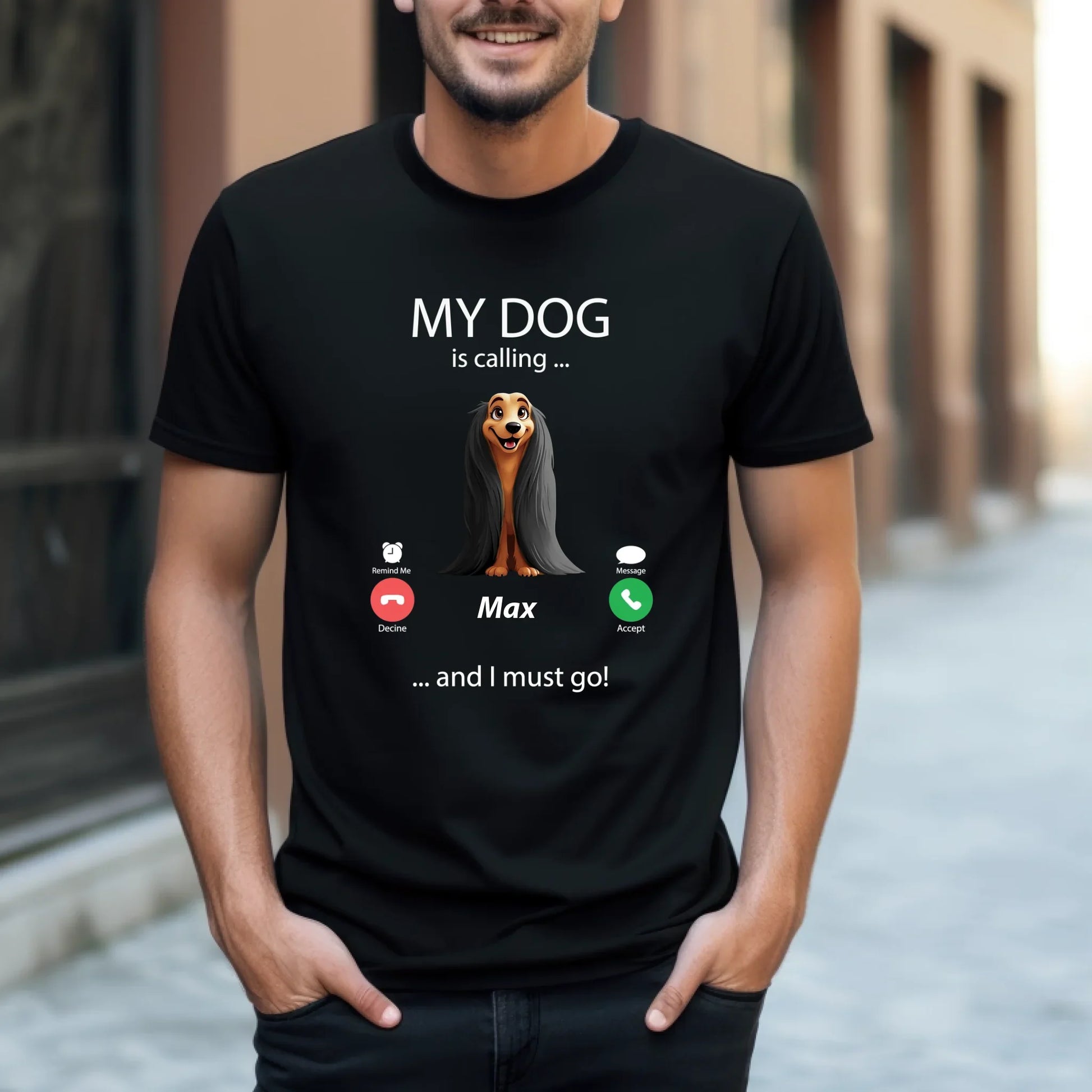 Custom Dog Shirt – “My Dog Is Calling” Personalized Pet & Name Tee Hoodie, Sweatshirt | InkThreadWorks.com (Image 2)
