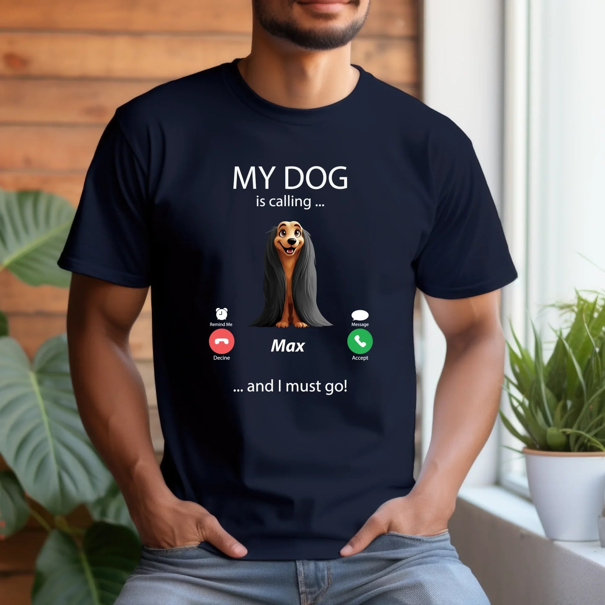 Custom Dog Shirt – “My Dog Is Calling” Personalized Pet & Name Tee Hoodie, Sweatshirt | InkThreadWorks.com (Image 3)