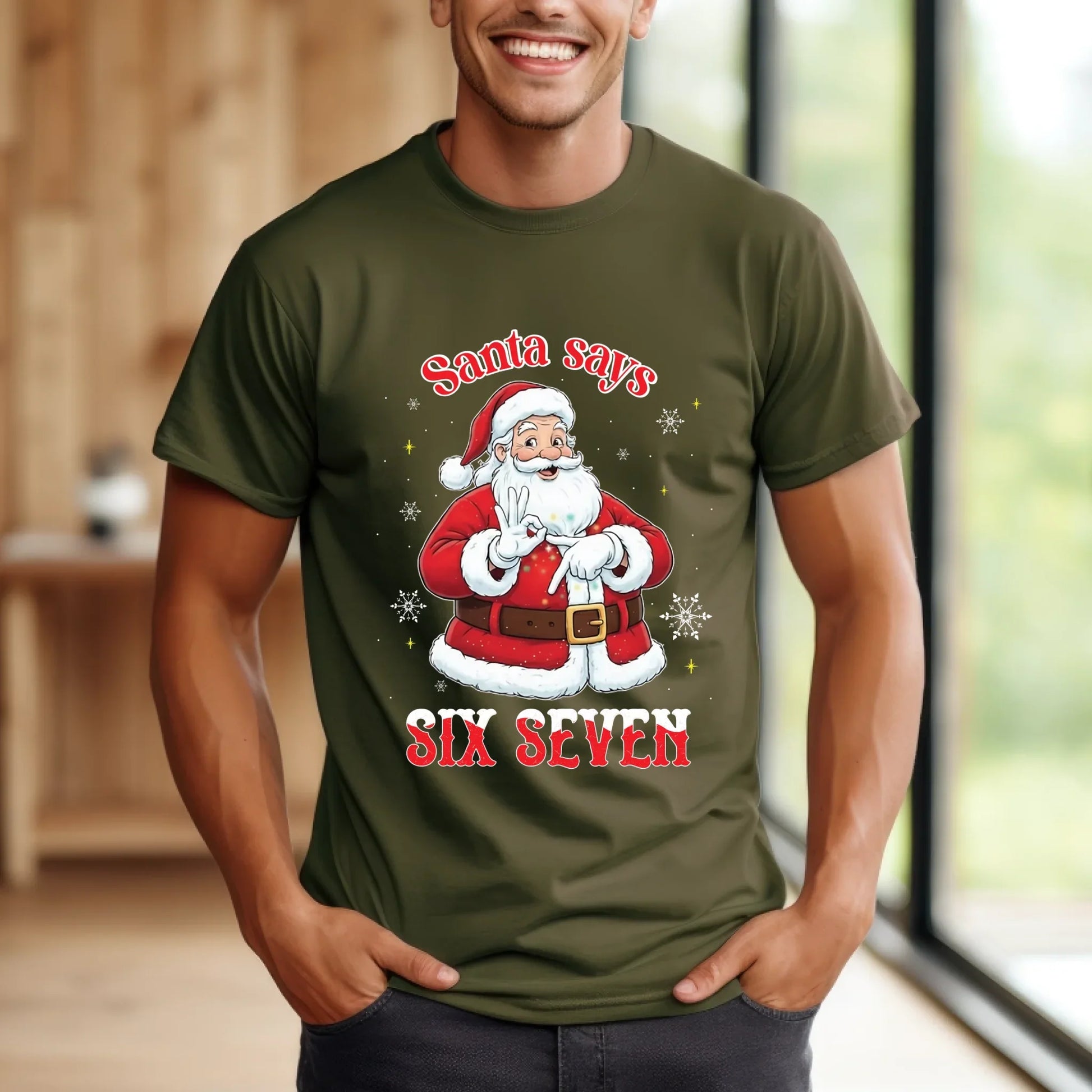 Santa Says Six Seven Funny Christmas T-Shirt Hoodie, Sweatshirt | InkThreadWorks.com (Image 5)