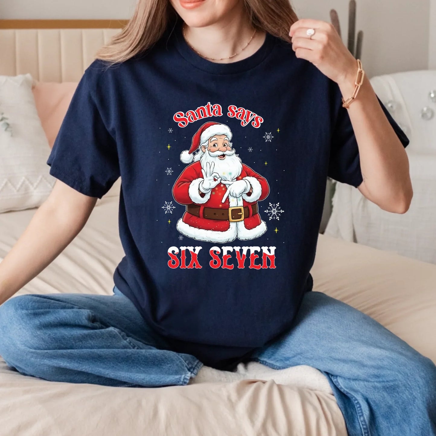 Santa Says Six Seven Funny Christmas T-Shirt Hoodie, Sweatshirt | InkThreadWorks.com (Image 4)