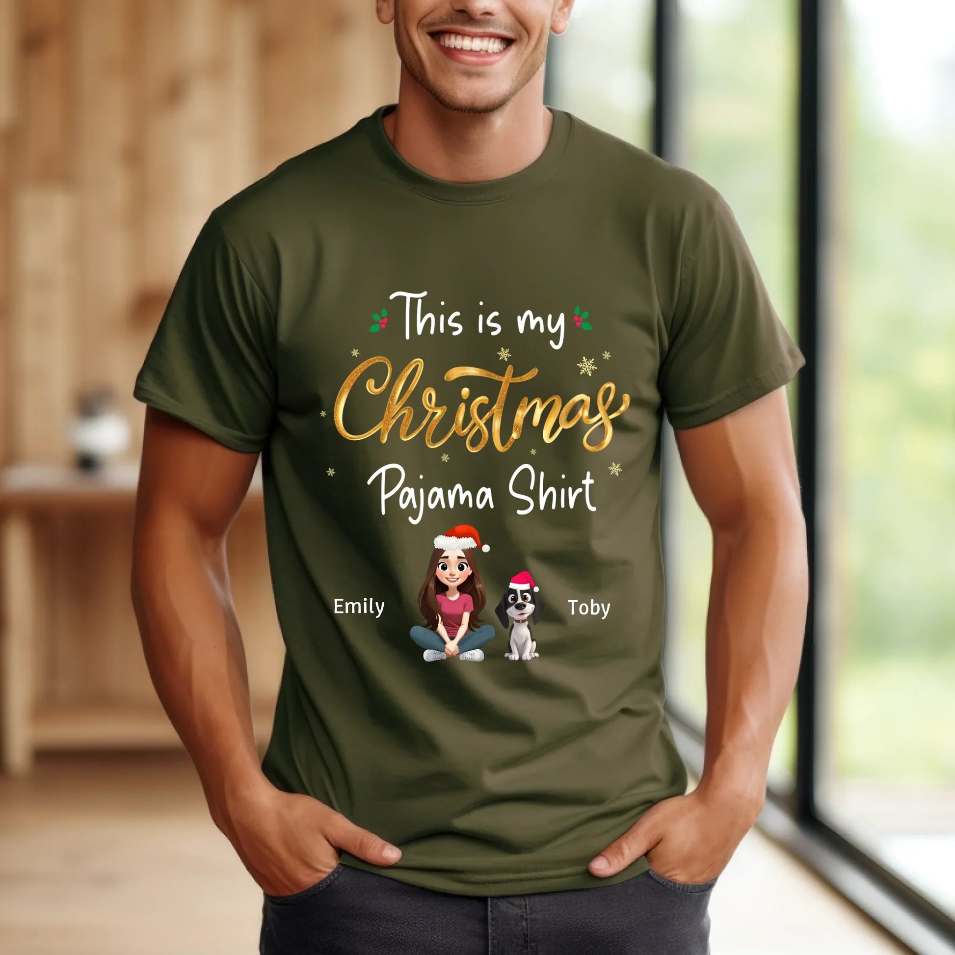 Personalized Christmas Pajama Shirt – Custom Family & Pet Characters Holiday Sweatshirt Hoodie | InkThreadWorks.com (Image 5)