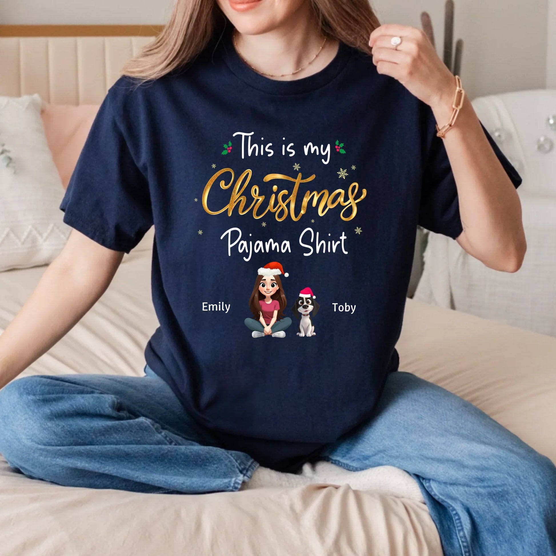 Personalized Christmas Pajama Shirt – Custom Family & Pet Characters Holiday Sweatshirt Hoodie | InkThreadWorks.com (Image 4)